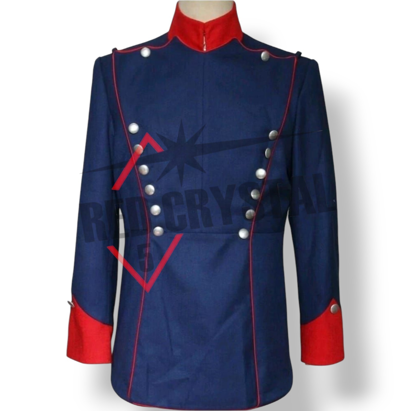 Custom Made French Military Tunic Jacket – Blue & Red Wool – Reenactment Uniform