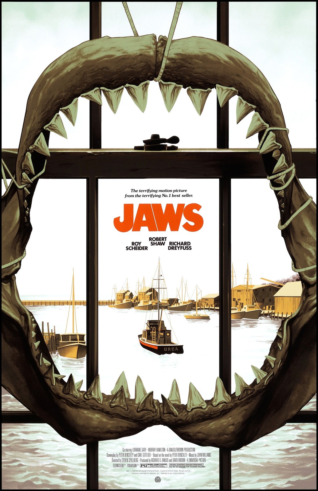 Jaws Great White Shark Window Steven Spielberg Classic Movie Poster Print Art
