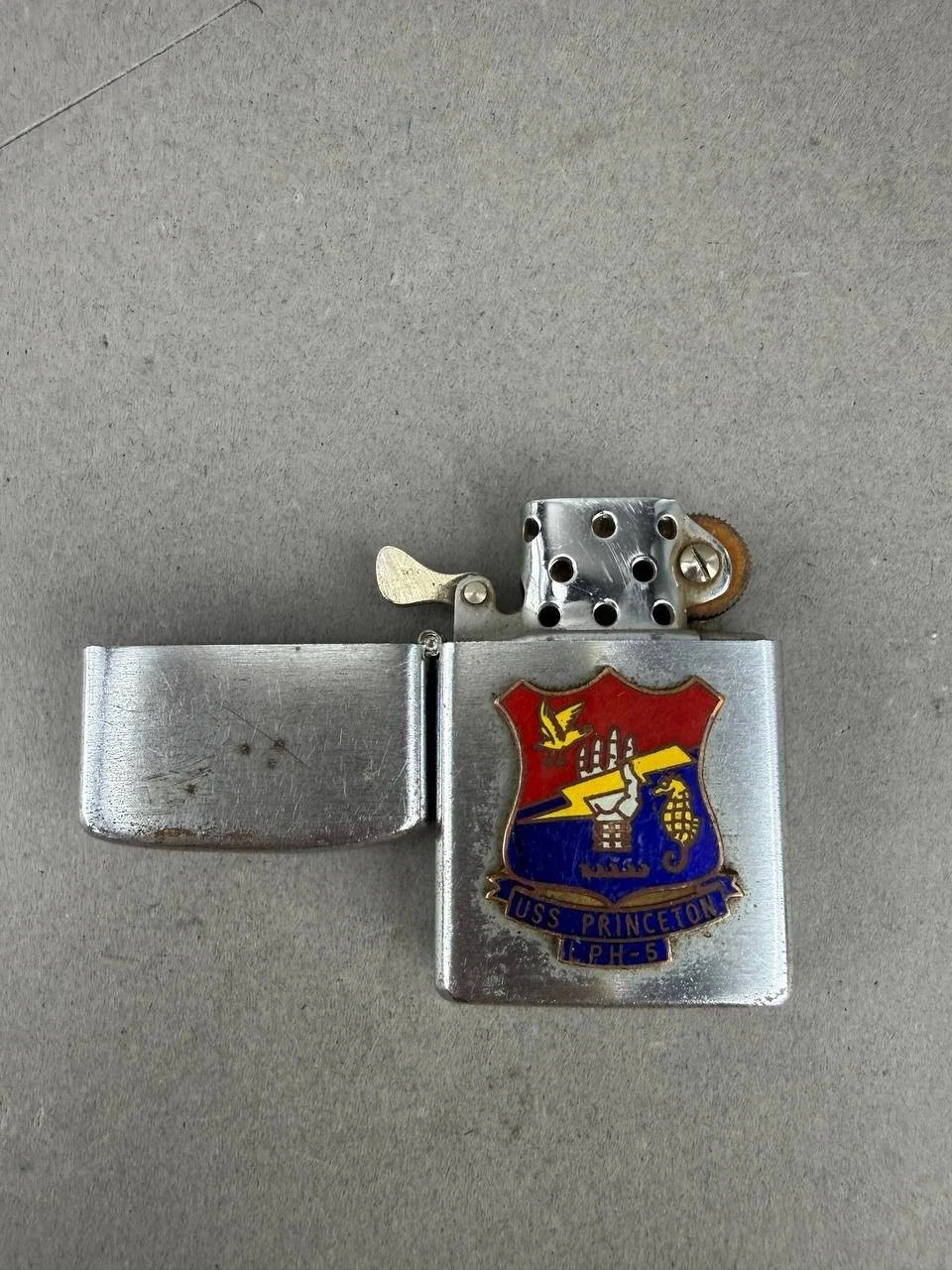 Vintage Baby Ace Metal Lighter USS Princeton LPH-5
