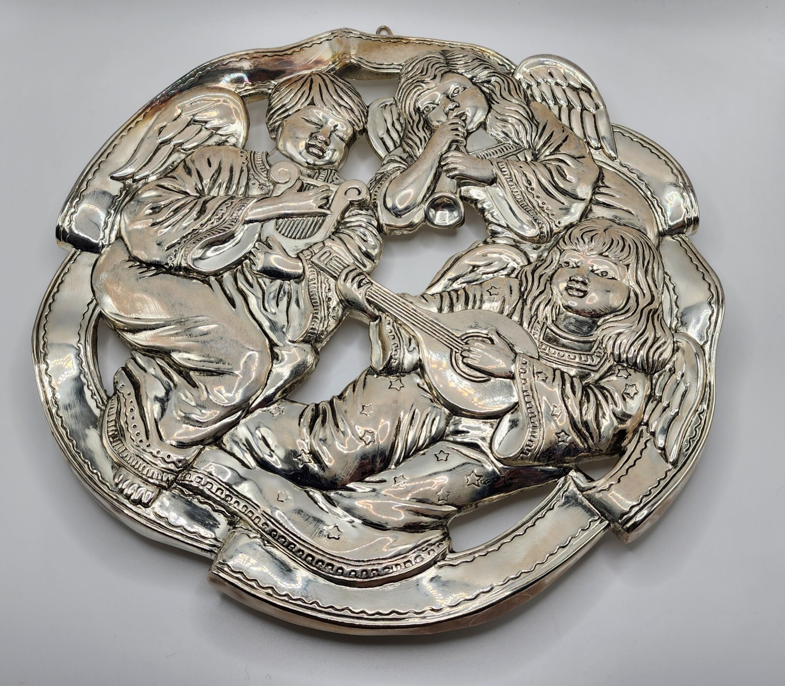 Holiday Collection Godinger Cherub Angels Silver Plated Trivet Wall Hanging NIB