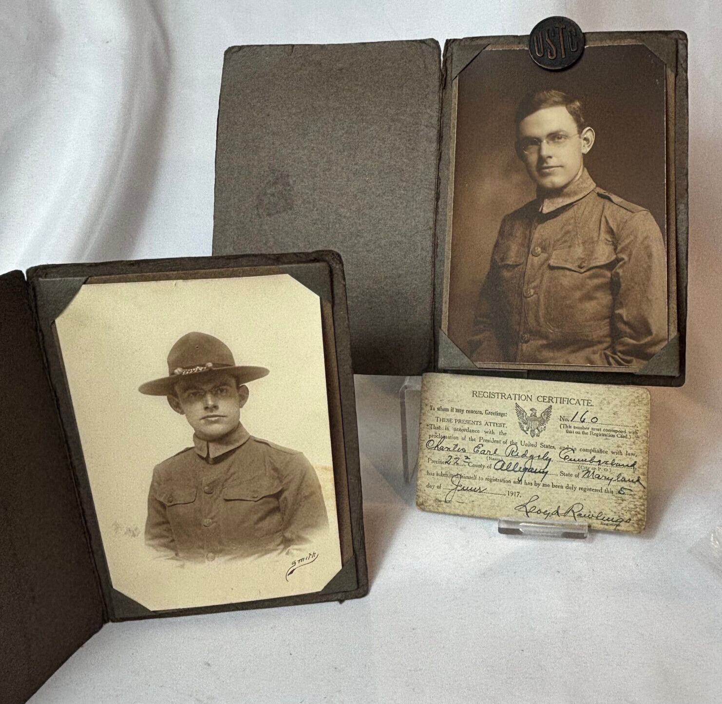 WW1 Soldier Portraits & Registration Draft Card USTC Pin