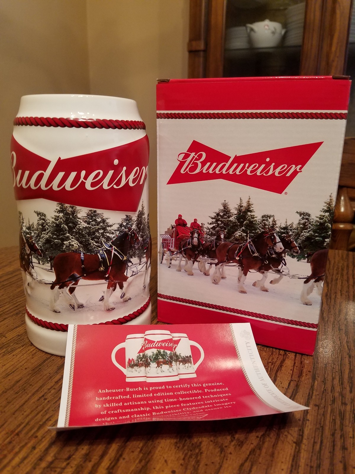 2016 Budweiser Holiday Christmas Stein small fac flaw Beer Busch NIB 2016 Budweiser Holiday Christmas Stein small fac flaw Beer Busch NIB