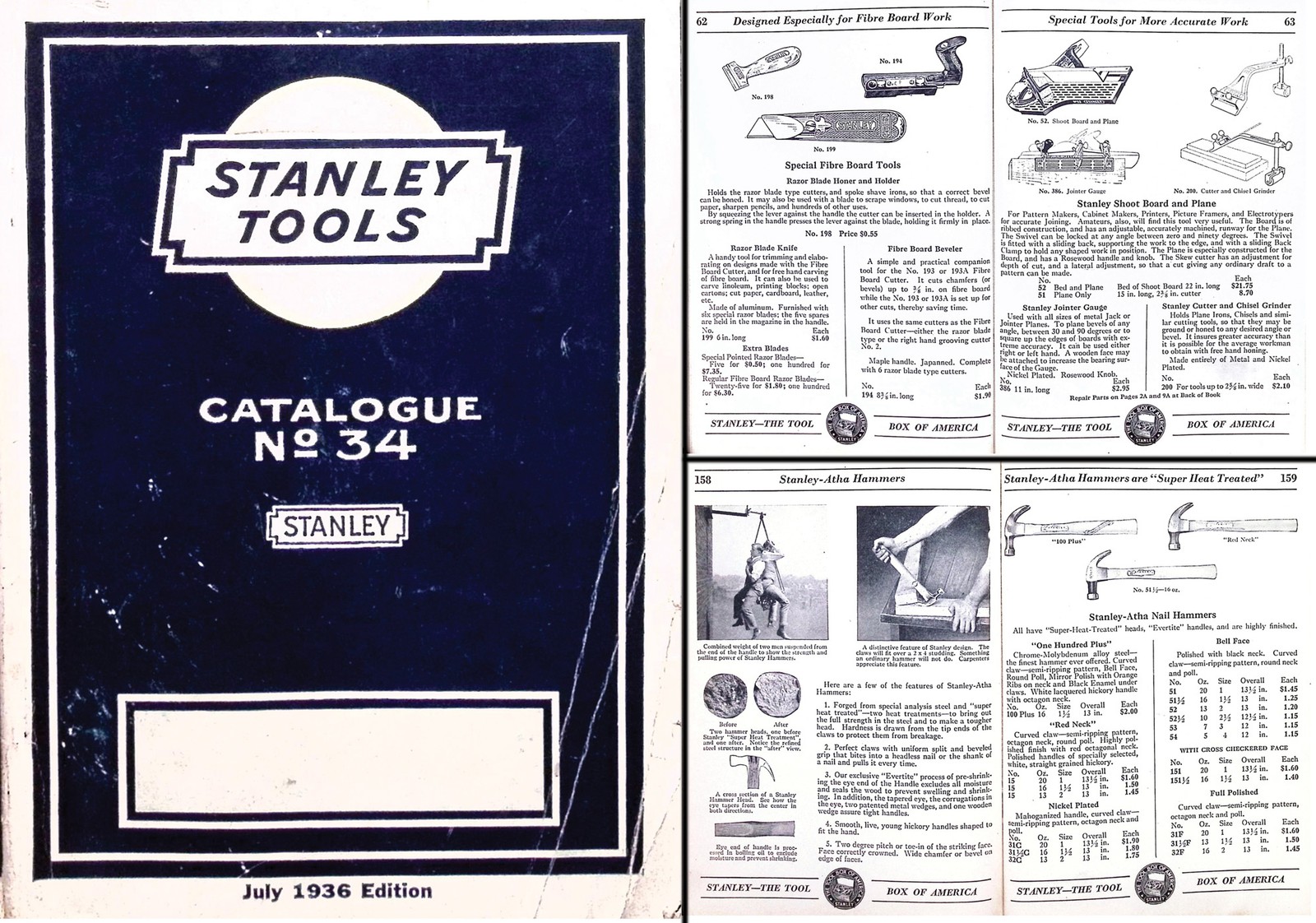 Orig. July, 1936 Stanley No. 34 Catalogue - 208 Pages- Complete - mjdtoolparts