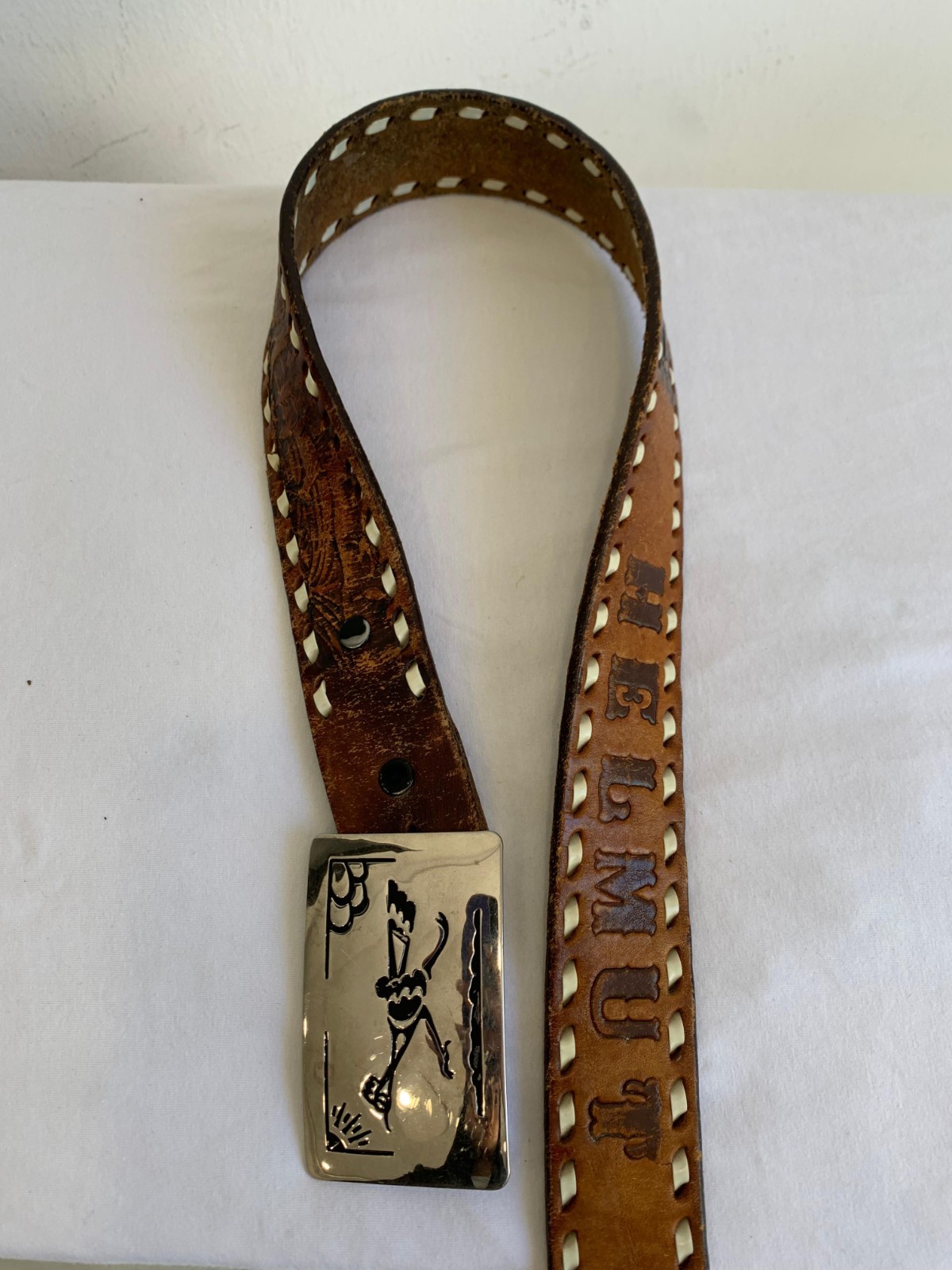 Vtg Western Leather Belt w/ Chambers Belt Co Buckle & Custom \ Vtg Western Leather Belt w/ Chambers Belt Co Buckle & Custom \