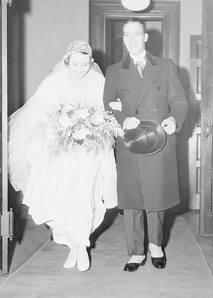 Portrait Of Wedding Couple After Ceremony 1935 Old Photo