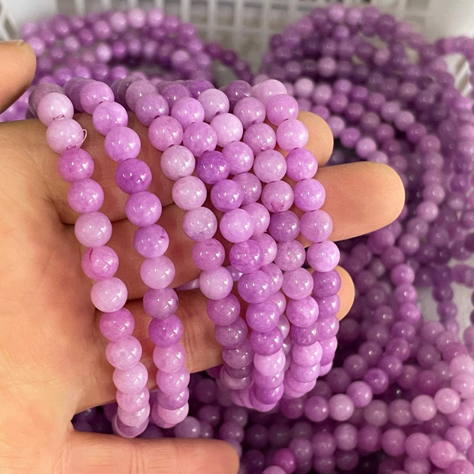 10pcs  Kunzite Beads Purple Crystal Healing Reiki Infused Gemstone  Size 6mm