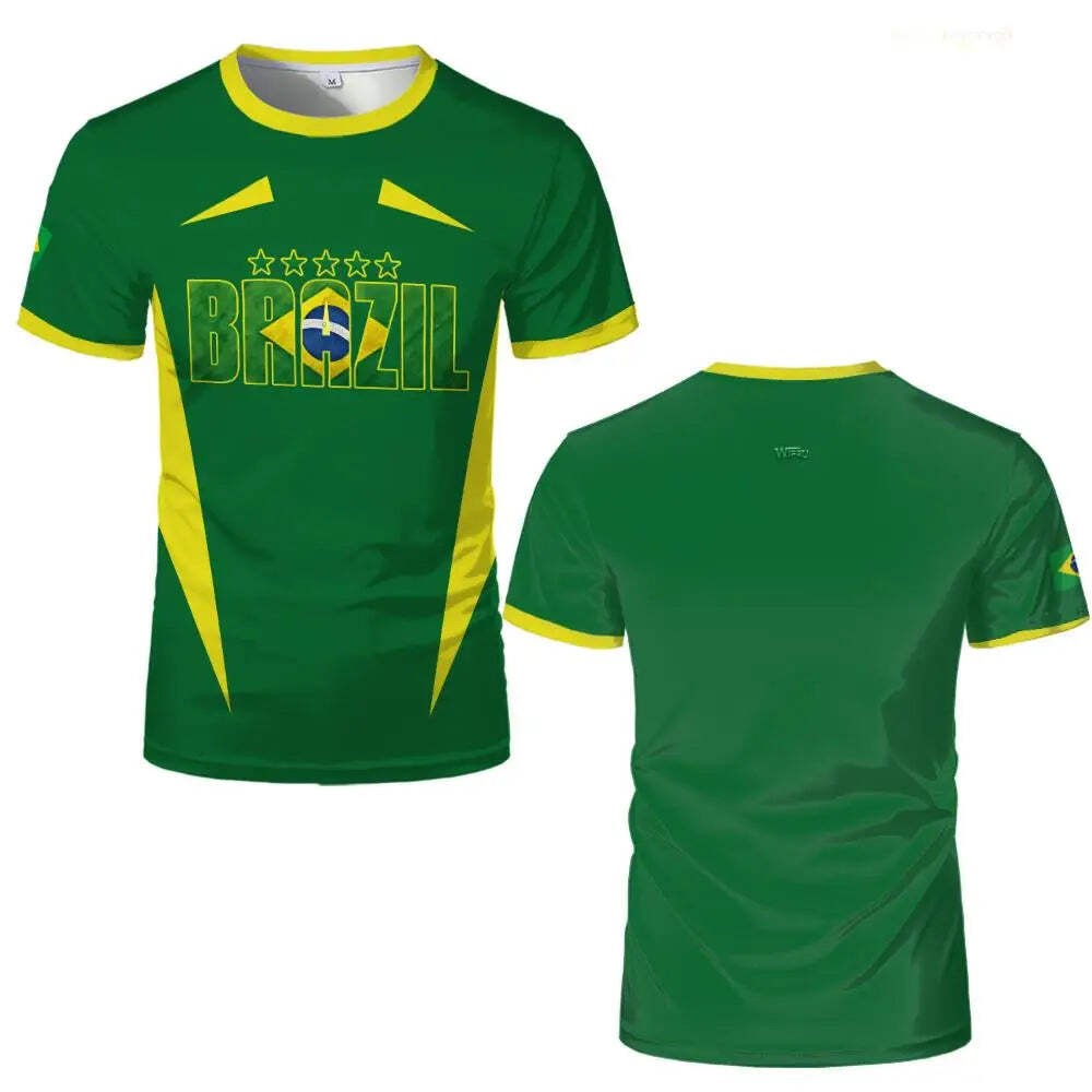 Brazilian Style Printed Football T-shirts Men's And Women's Sports Quick-drying