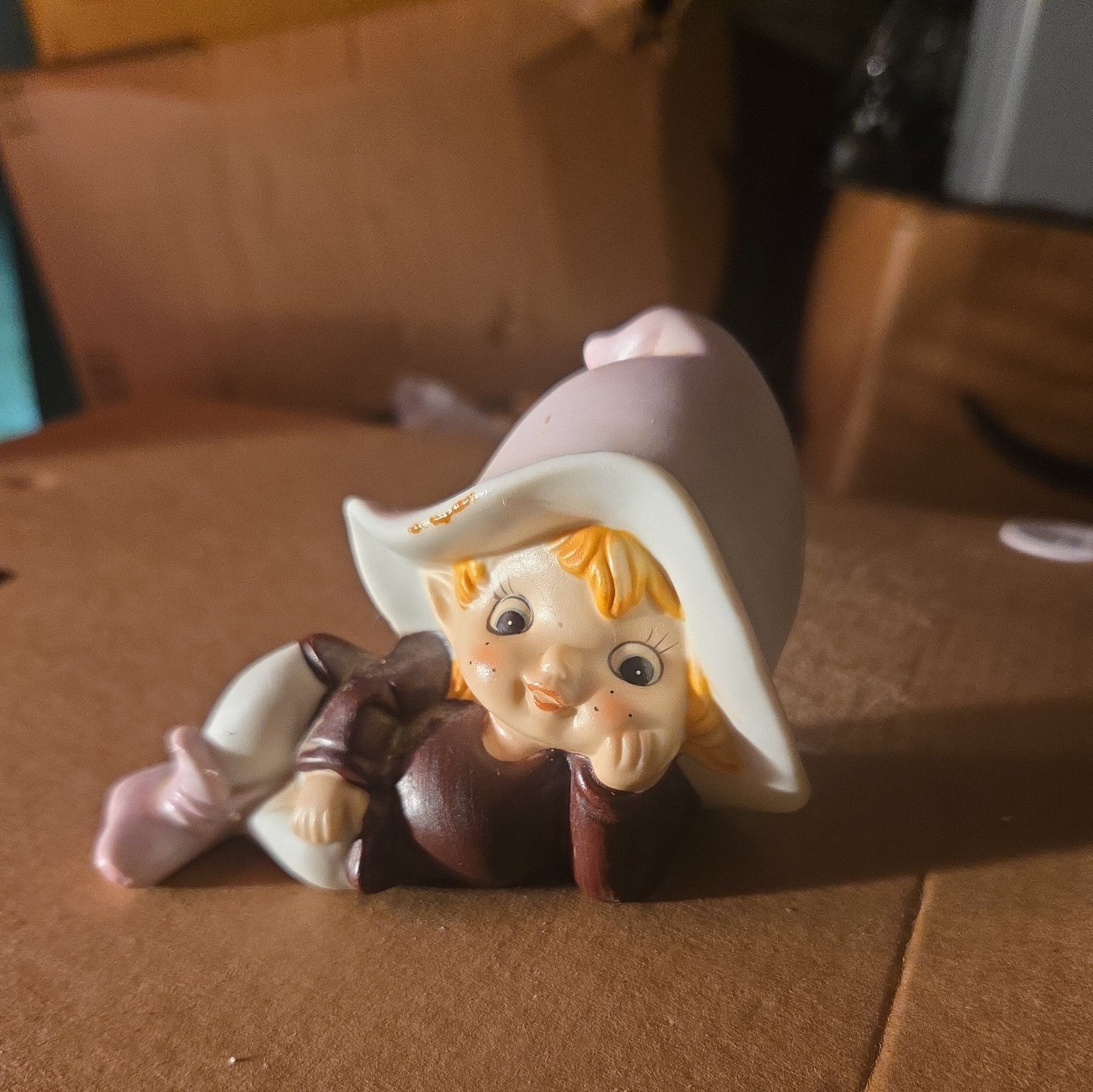 Vintage Homco Pixie Elf Elves Figurine #5213 LYING DOWN