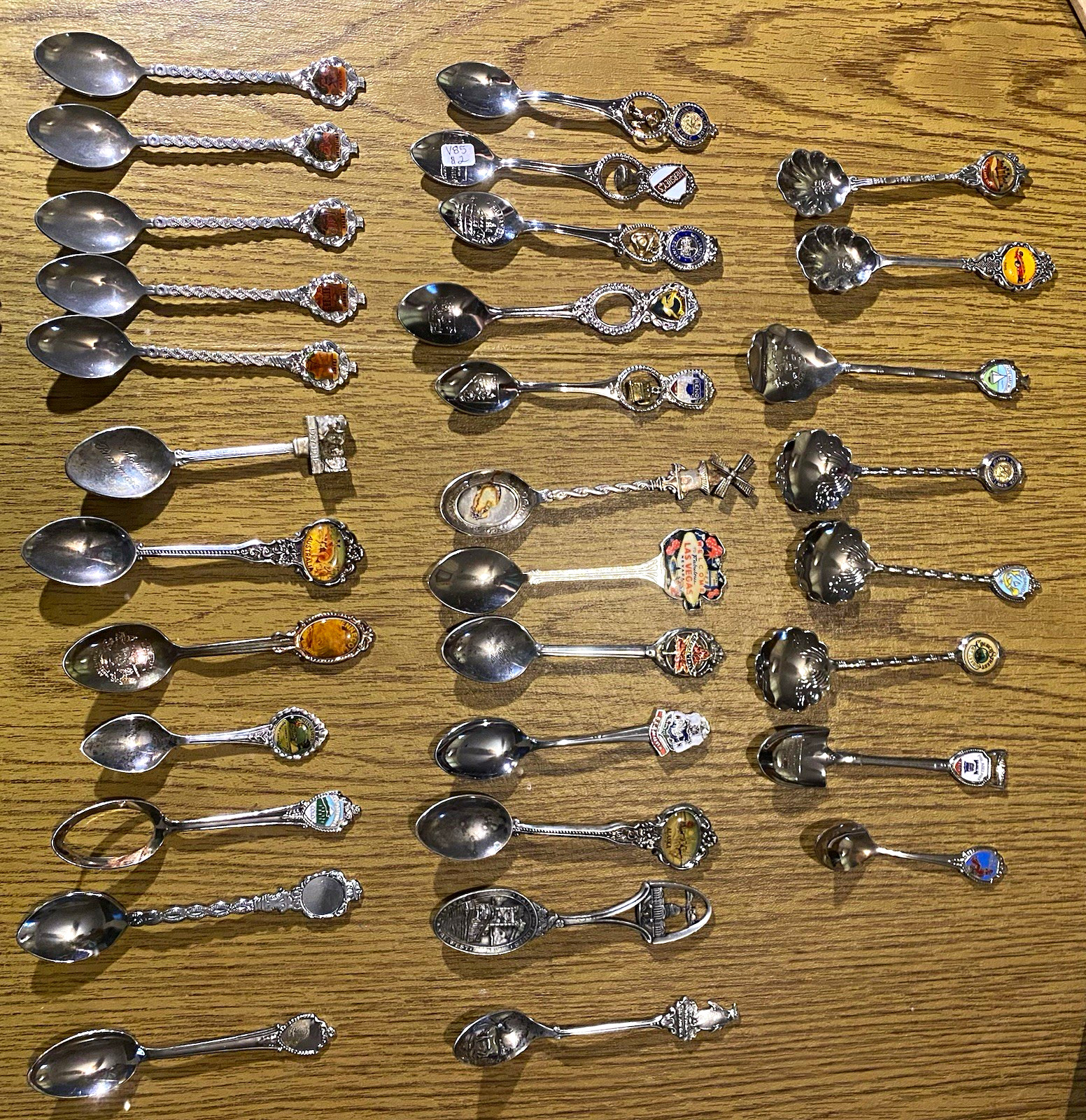 Vintage Souvenir Spoon Lot of 32 Travel States Countries Silverplate Collector