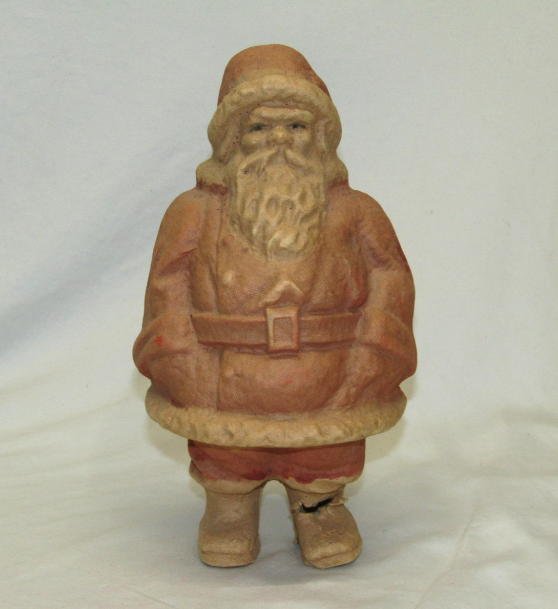 Germany Antique Pressed Cardboard Santa Vintage Pulp Christmas Ornament 1930's Germany Antique Pressed Cardboard Santa Vintage Pulp Christmas Ornament 1930's
