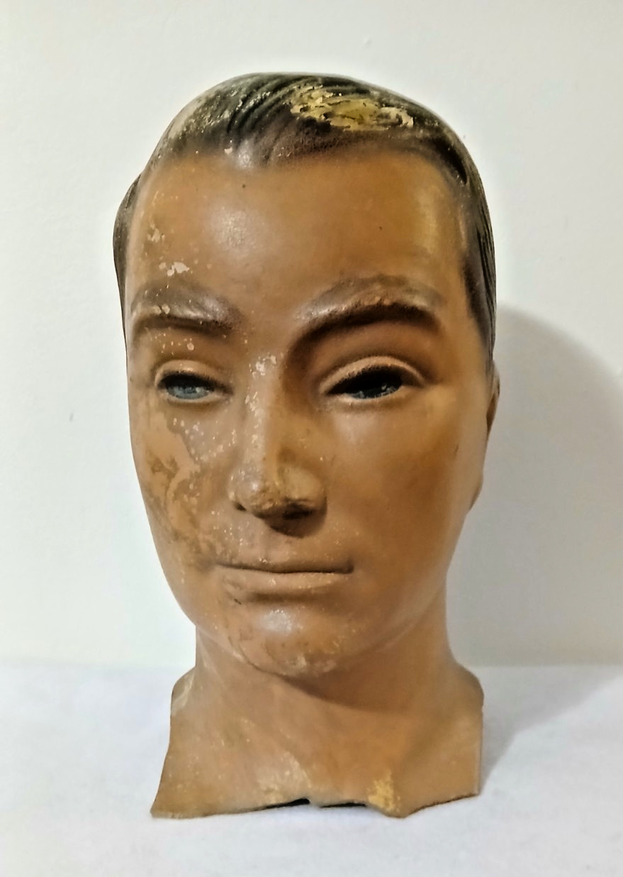 Vintage Artisan Hand Painted Male Mannequin Head, Milliner Stand/Display Vintage Artisan Hand Painted Male Mannequin Head, Milliner Stand/Display