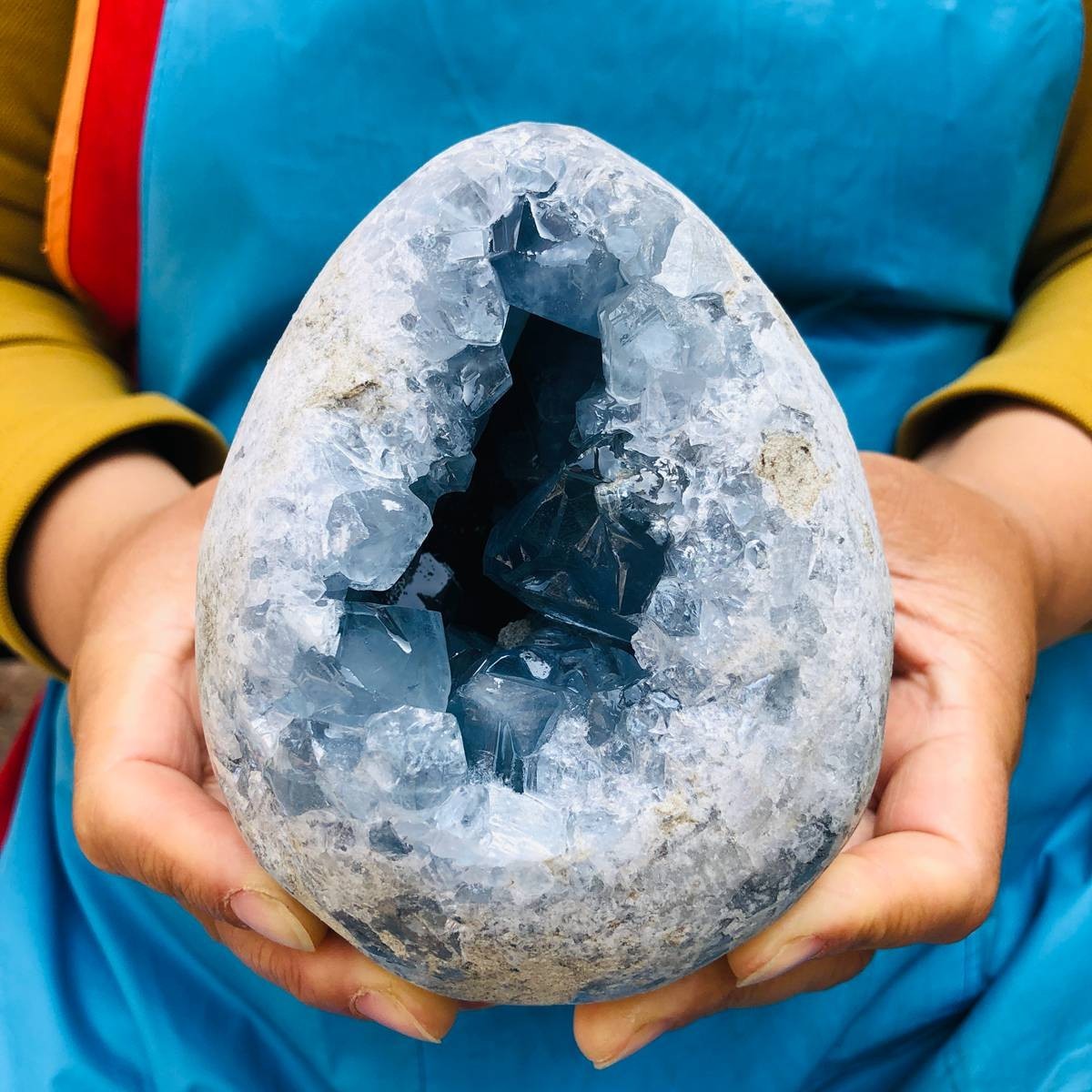 4.2 LB Large Natural Celestite Geode Crystal Cluster Healing Specimen 4536