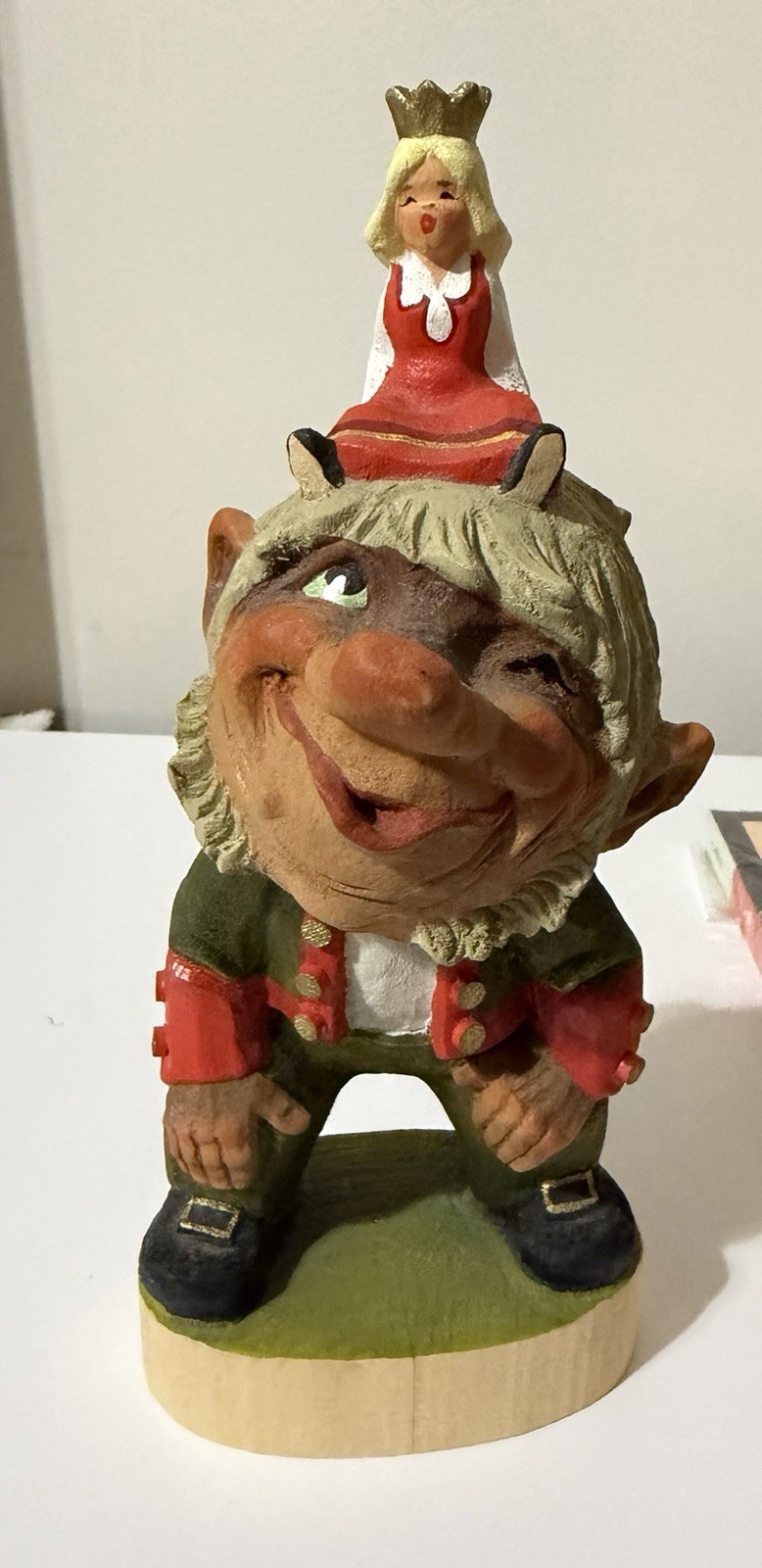 Vintage Hand Carved Norwegian 8.5” Troll With Princess Vintage Hand Carved Norwegian 8.5” Troll With Princess