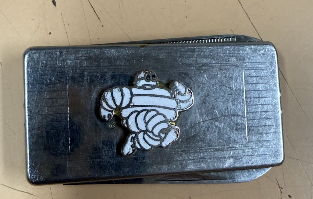 Vintage Michelin Man Money Clip Pocket Knife Nail File japan
