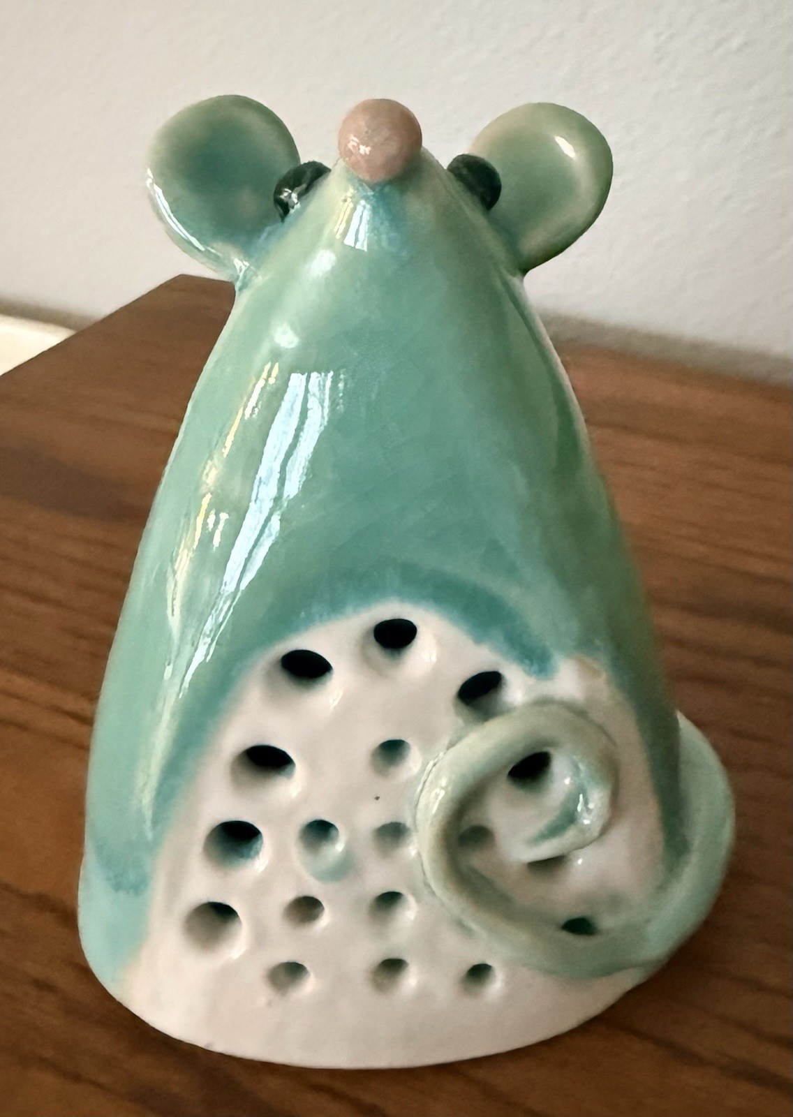 Handmade Pottery Tea Light Whimsical Mouse Design