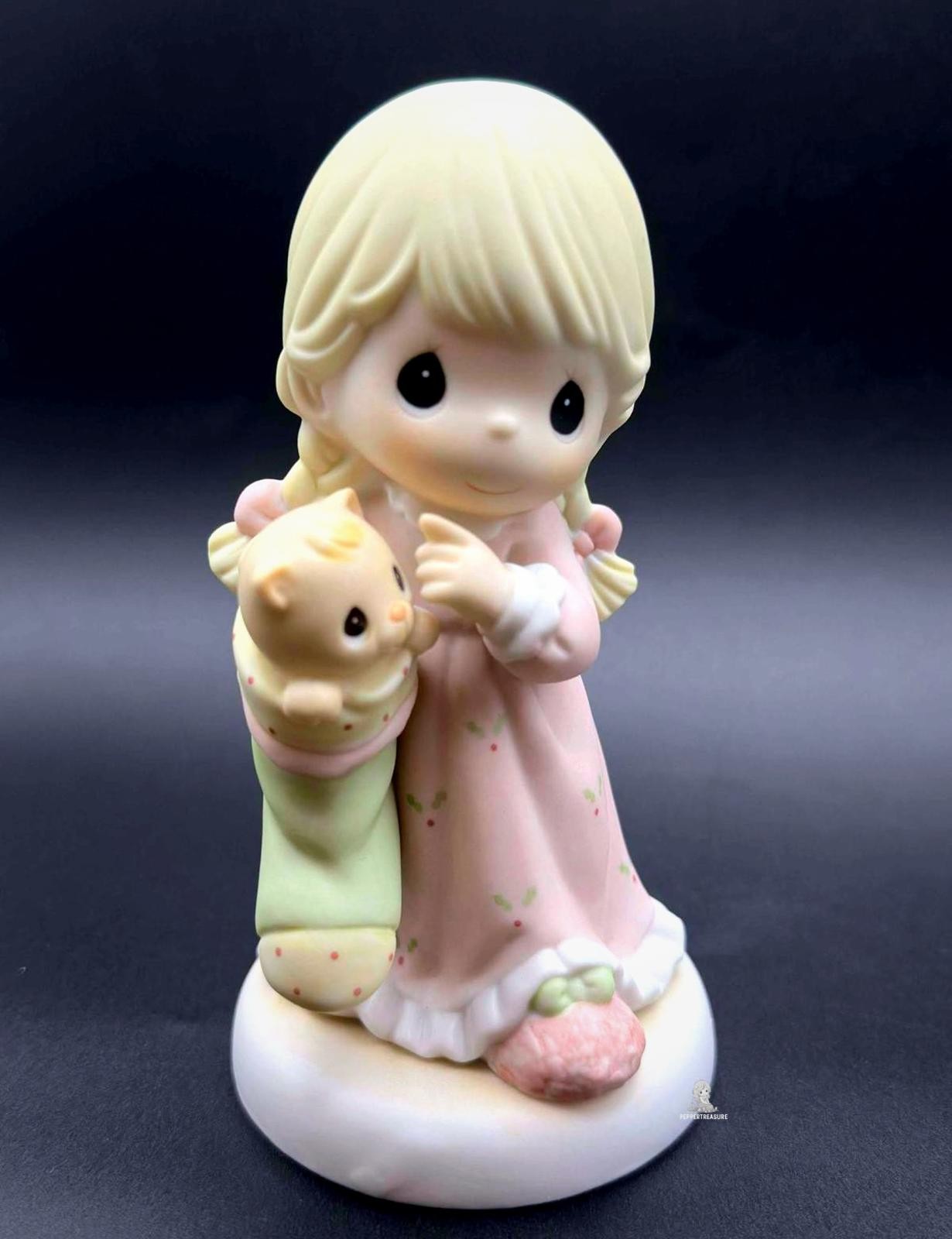 Precious Moments Adorable Girl Figurine with Kitten