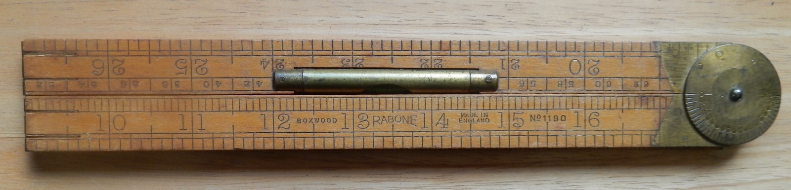 Vintage Rabone No 1190 Level Indicator Folding Boxwood Ruler  36\