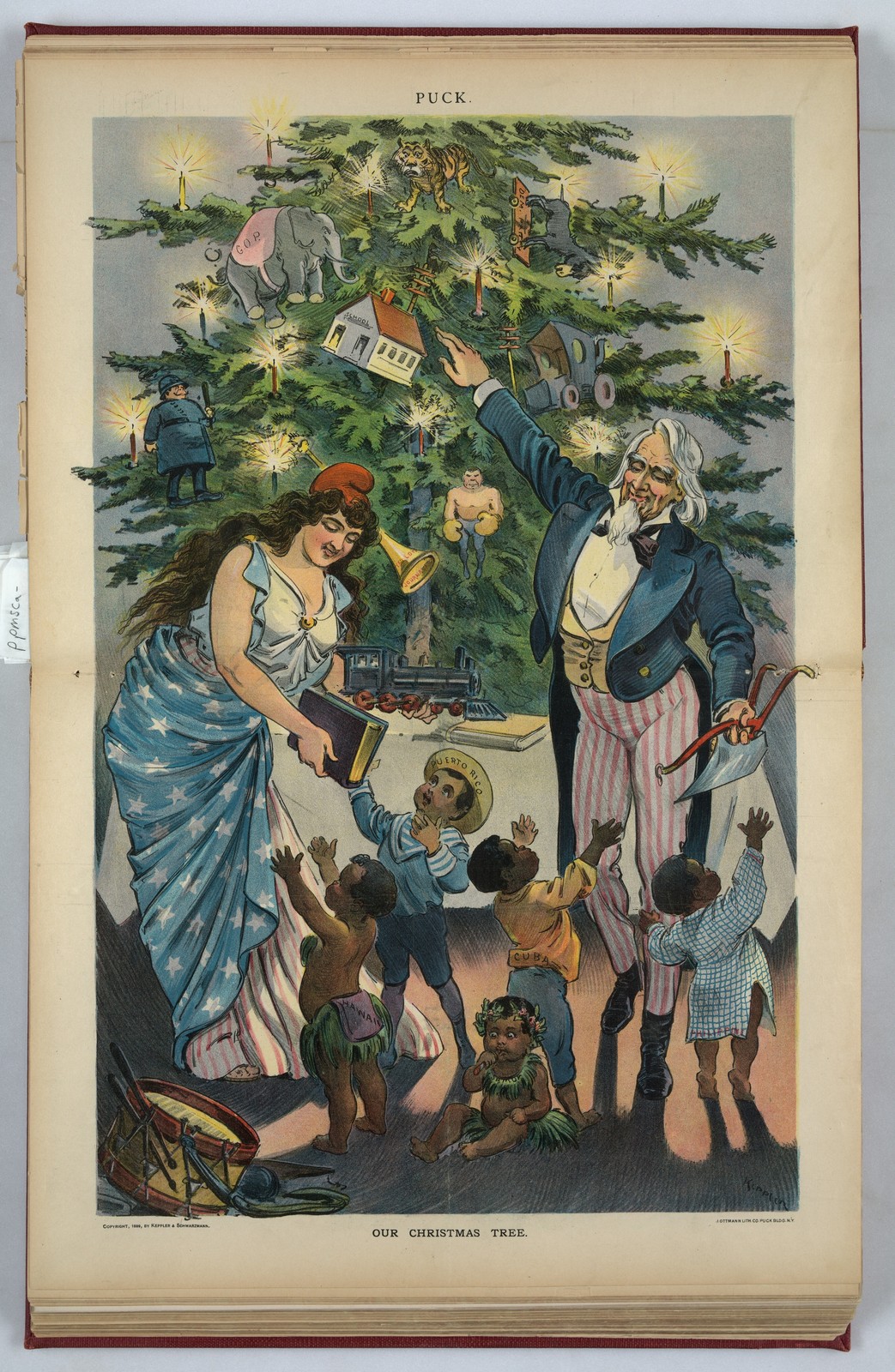 Puck Magazine 1895 Christmas Tree Vintage Political Cartoon Photo Reprint Wall A
