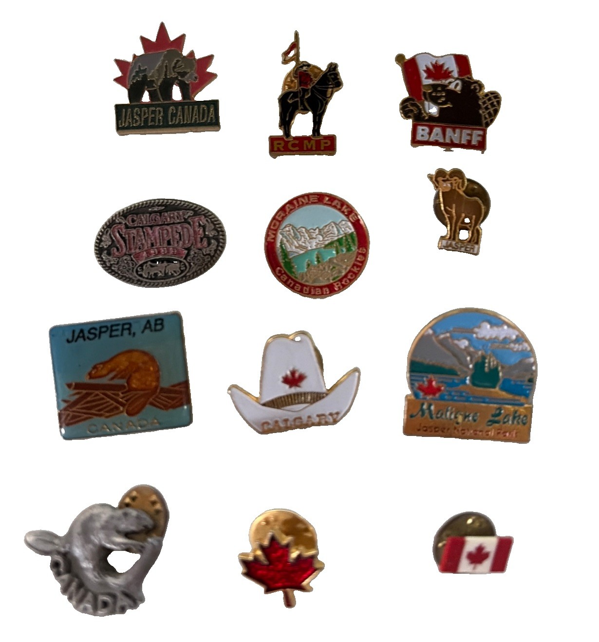 VTG Canadian Flag Canada Maple Leaf Jasper Calgary Lapel Pins - Lot of 12