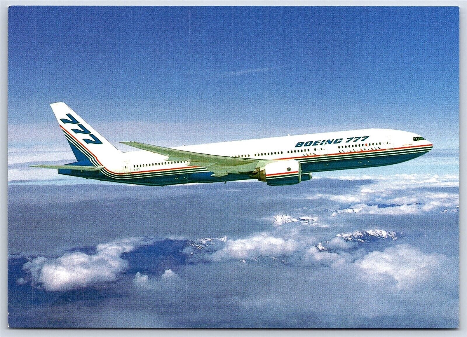 Airplane Postcard Boeing 777-200 N7771 Working Together In Flight API-076 CS1