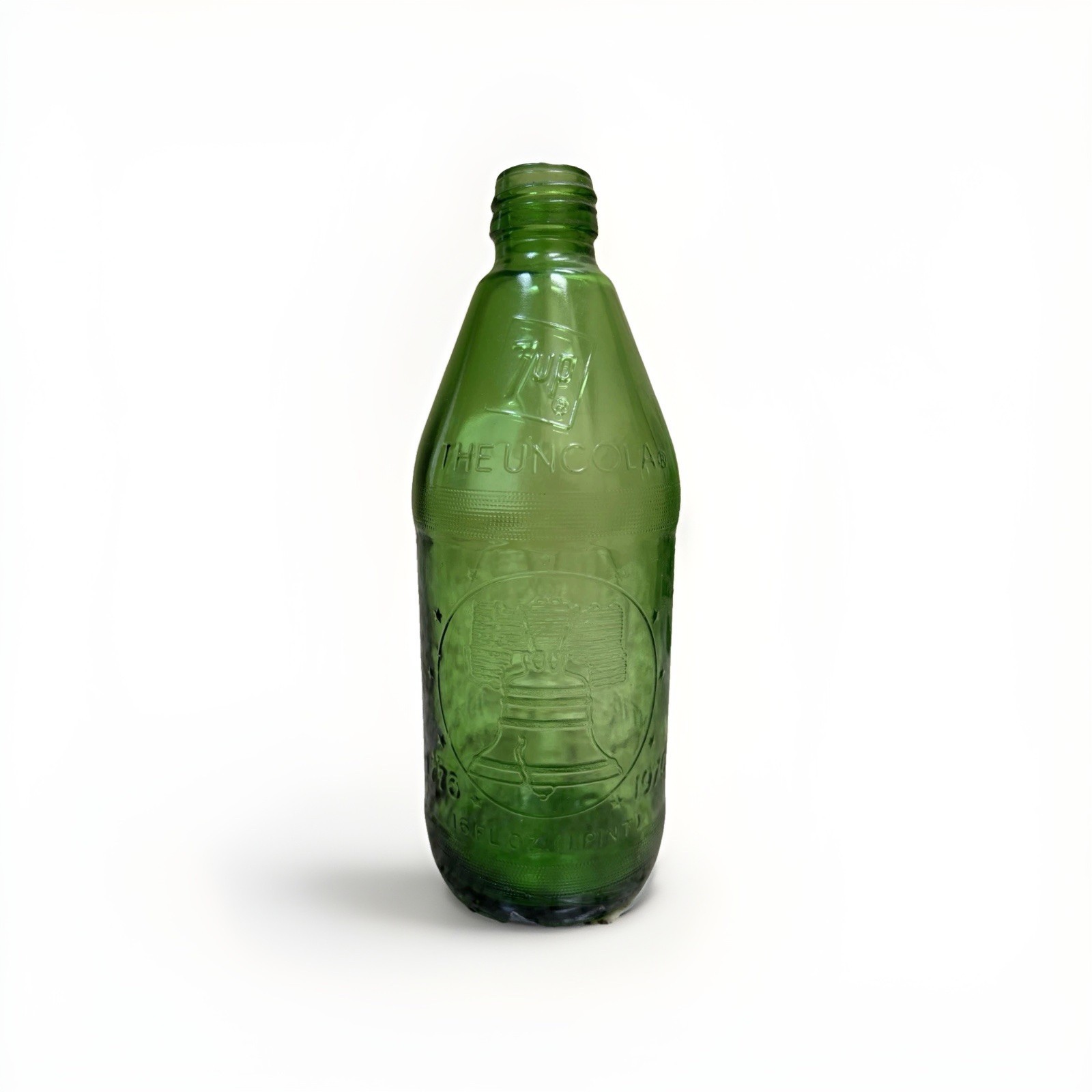 Vintage 1976 7-Up “Uncola” Bicentennial Embossed Bottle Green You pick 