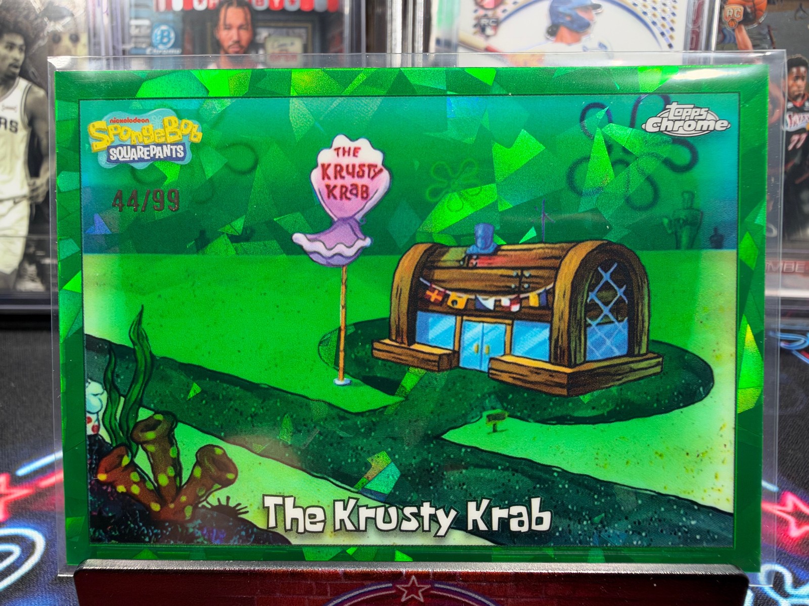 2025 Topps Chrome Sapphire SpongeBob 25th #45 The Krusty Krab Green /99