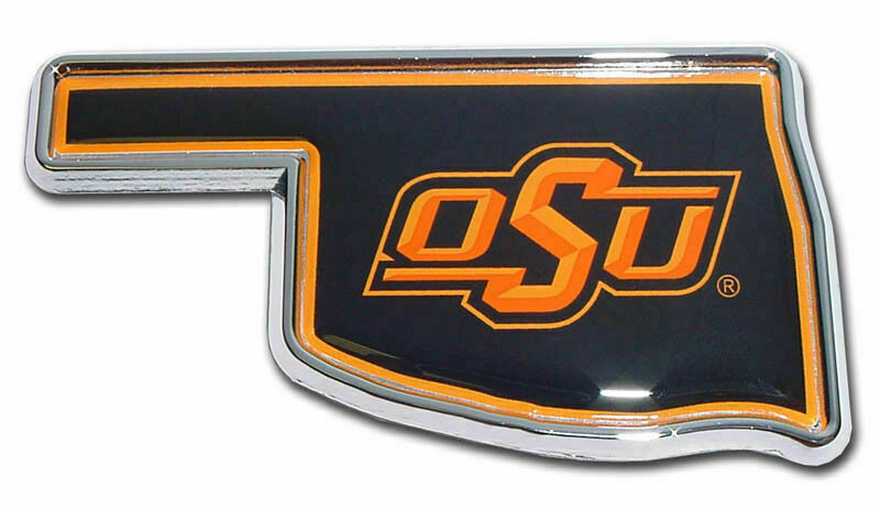 Oklahoma State Cowboys OSU State shape Logo Chrome Auto Emblem Elektroplate NCAA