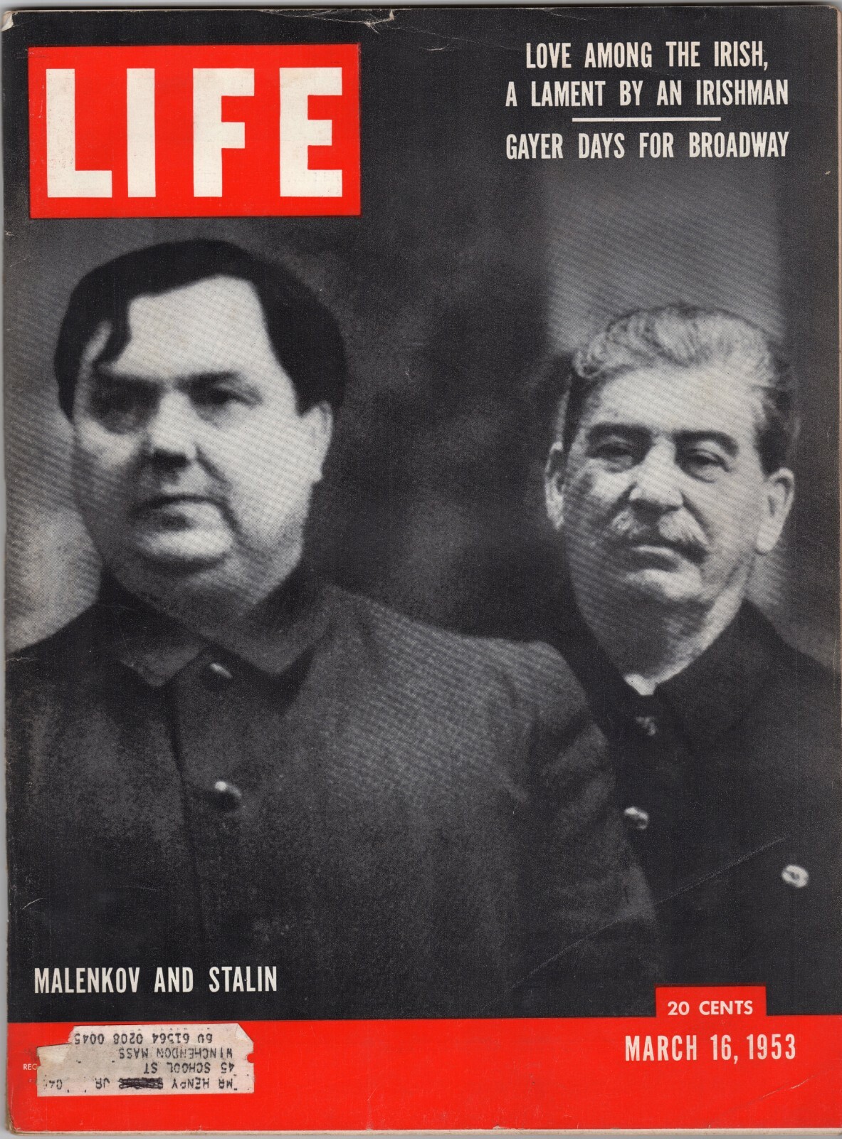 MALENKOV AND STALIN   LIFE MAGAZINE  1953