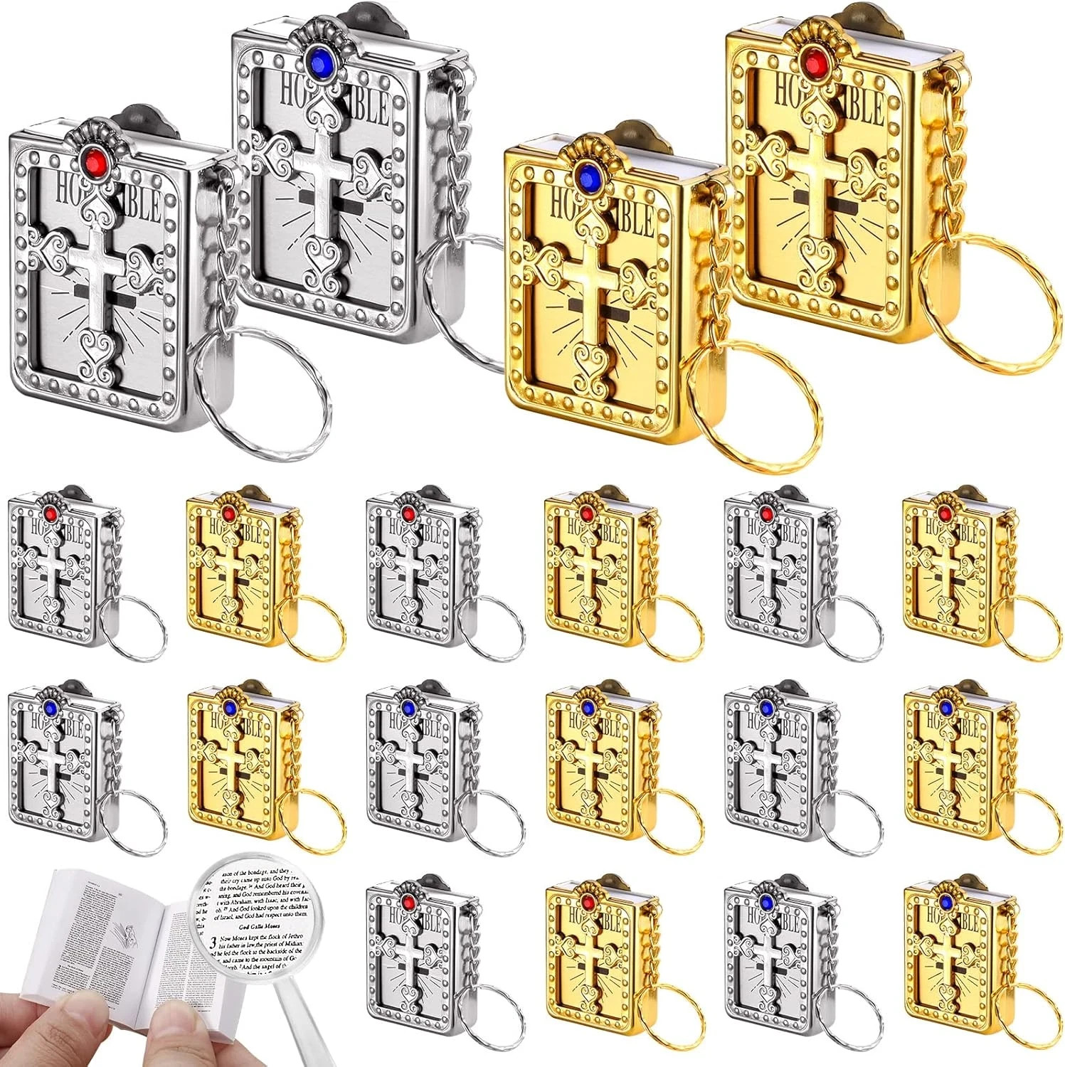 16 Pieces Mini Bible Keychain Small Holy Bible Key Ring Religious Jesus 16 Pieces Mini Bible Keychain Small Holy Bible Key Ring Religious Jesus