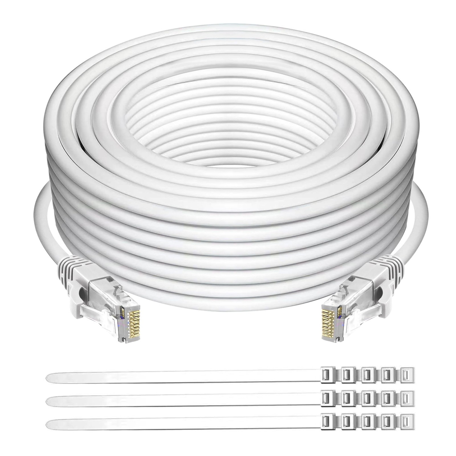 Adoreen Cat 6 Ethernet Cable 250 Ft-White, Outdoor & Indoor Snagless Long Rou... Adoreen Cat 6 Ethernet Cable 250 Ft-White, Outdoor & Indoor Snagless Long Rou...