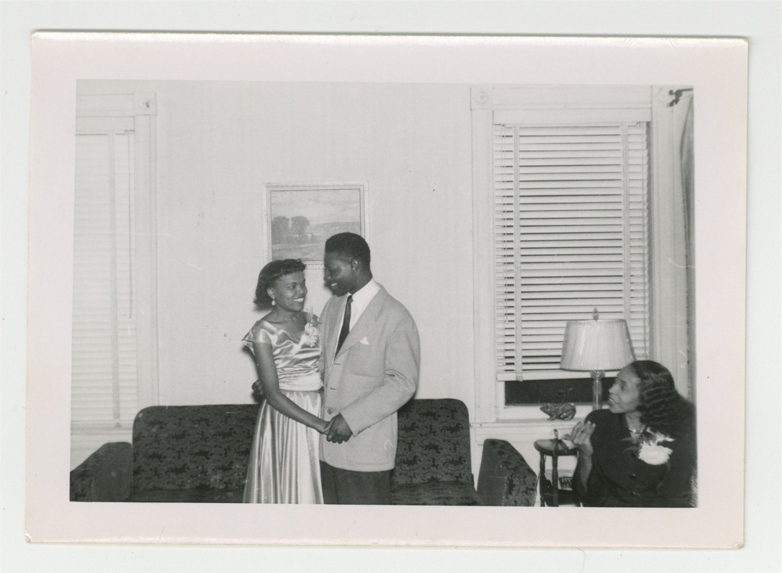 African American Romantic Couple 1950 Prom Date Ebony Boy Girl Parents Q10049