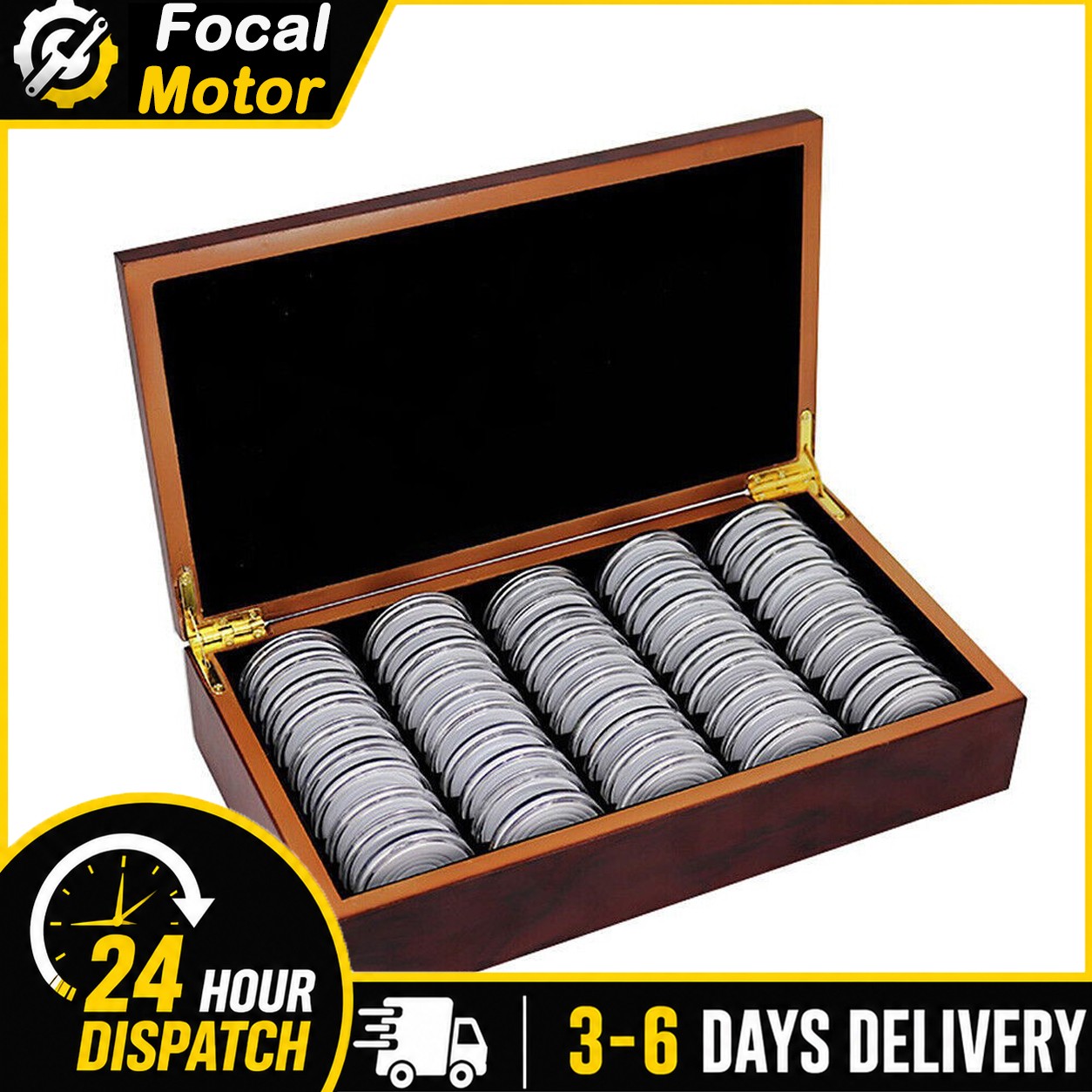 50 X 46Mm Wooden Storage Box For Coin Capsules Collection Holder US Stock