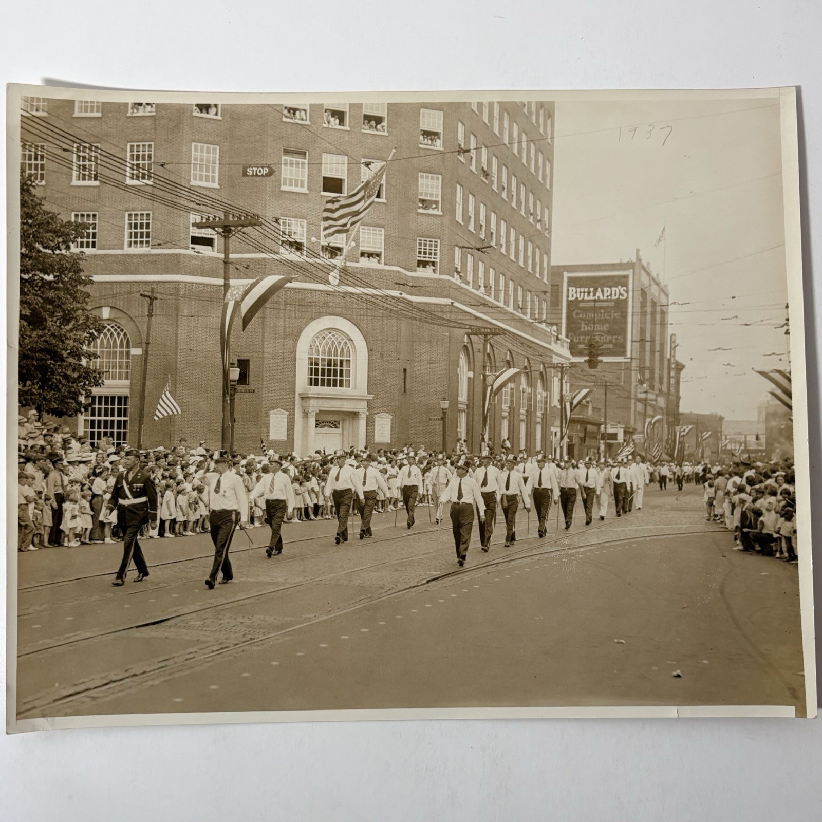 New Haven CT Vintage 1937 Photo Old Church Elm Street Parade Bullard’s Downtown