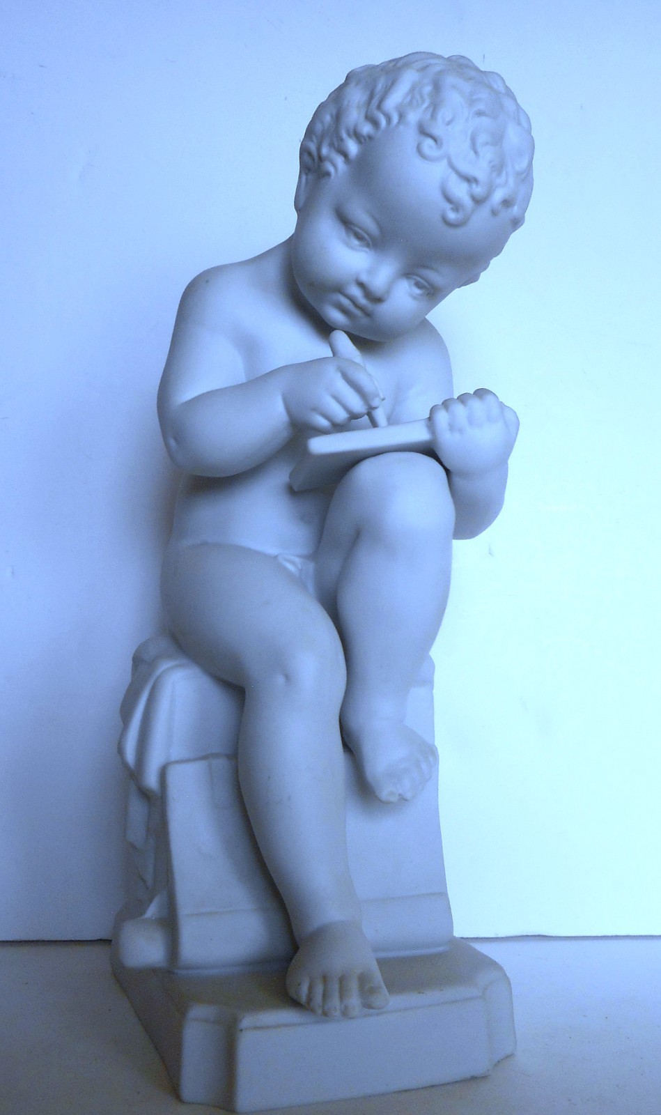 Vintage Hertwig Porcelain Bisque Boy Writing 9