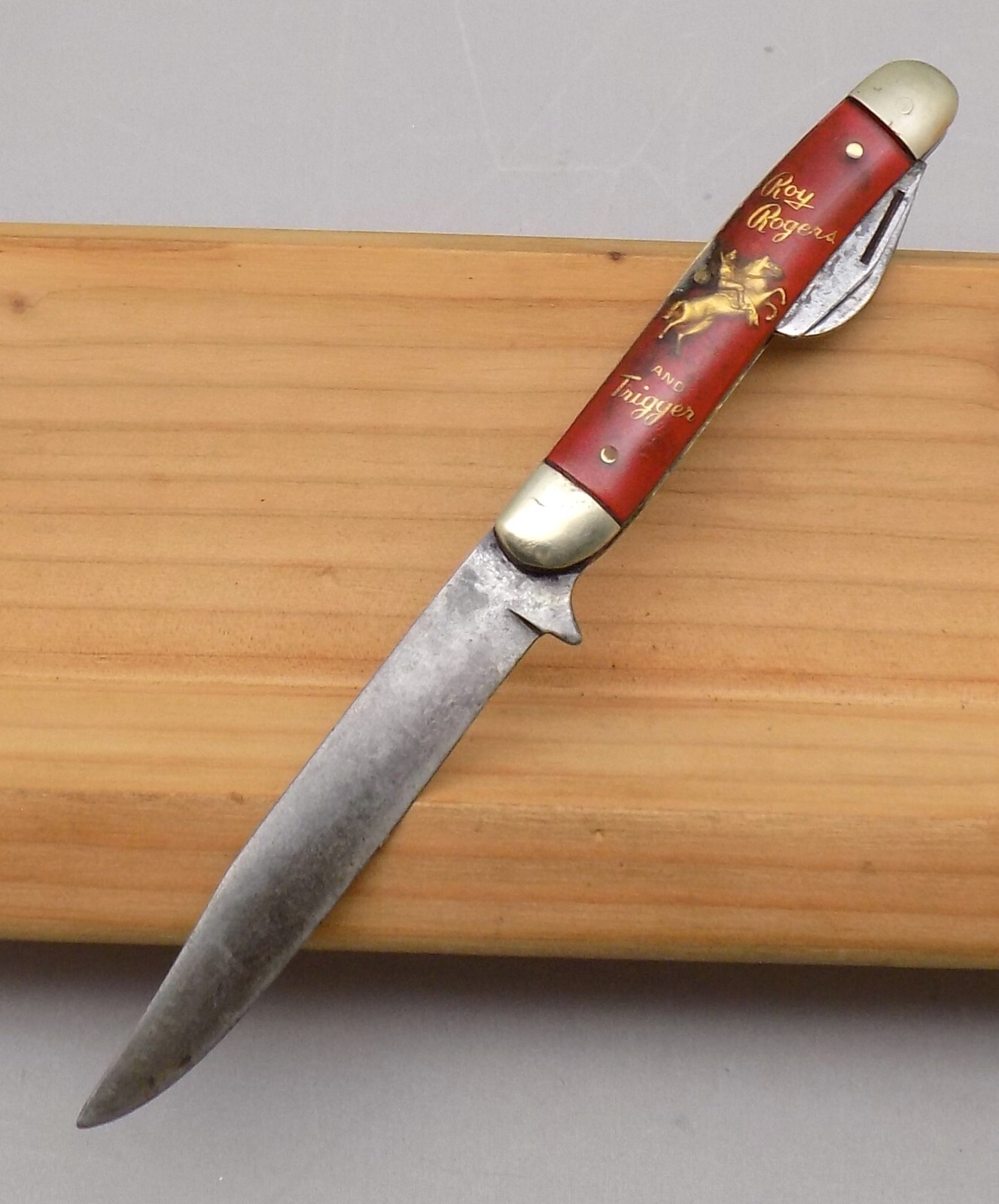 VINTAGE ROY ROGERS & TRIGGER FIXED BLADE KNIFE ULSTER KNIFE RARE