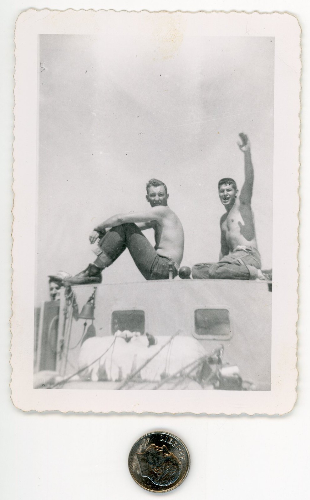 Old 1940s photo / WWII BEEFCAKE Sailors Shirtless on Ship - Sunder Here Navy Man Old 1940s photo / WWII BEEFCAKE Sailors Shirtless on Ship - Sunder Here Navy Man