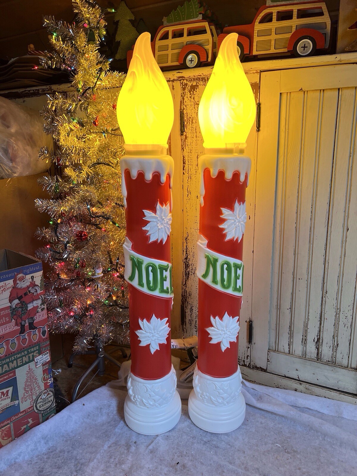 Blow Mold Noel Christmas Candles General Foam New Stock Pair 38” Inches Tall