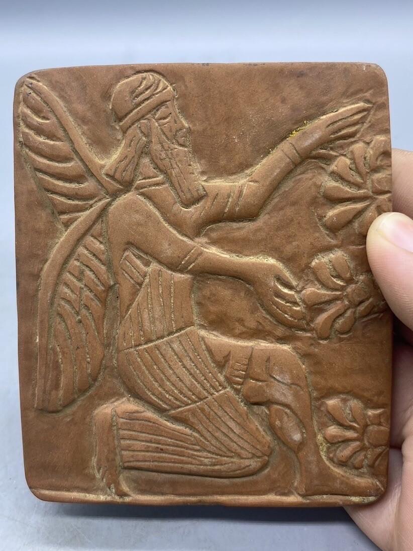 Very Authentic Old Sumerian Artifact  A Wing Man Historically Story Engraved Til