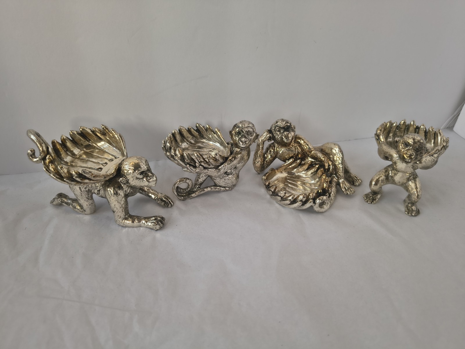 Vintg Arthur Court Metal Silver Monkey Salt Cellars OR Tealight Holders Lot Set Vintg Arthur Court Metal Silver Monkey Salt Cellars OR Tealight Holders Lot Set