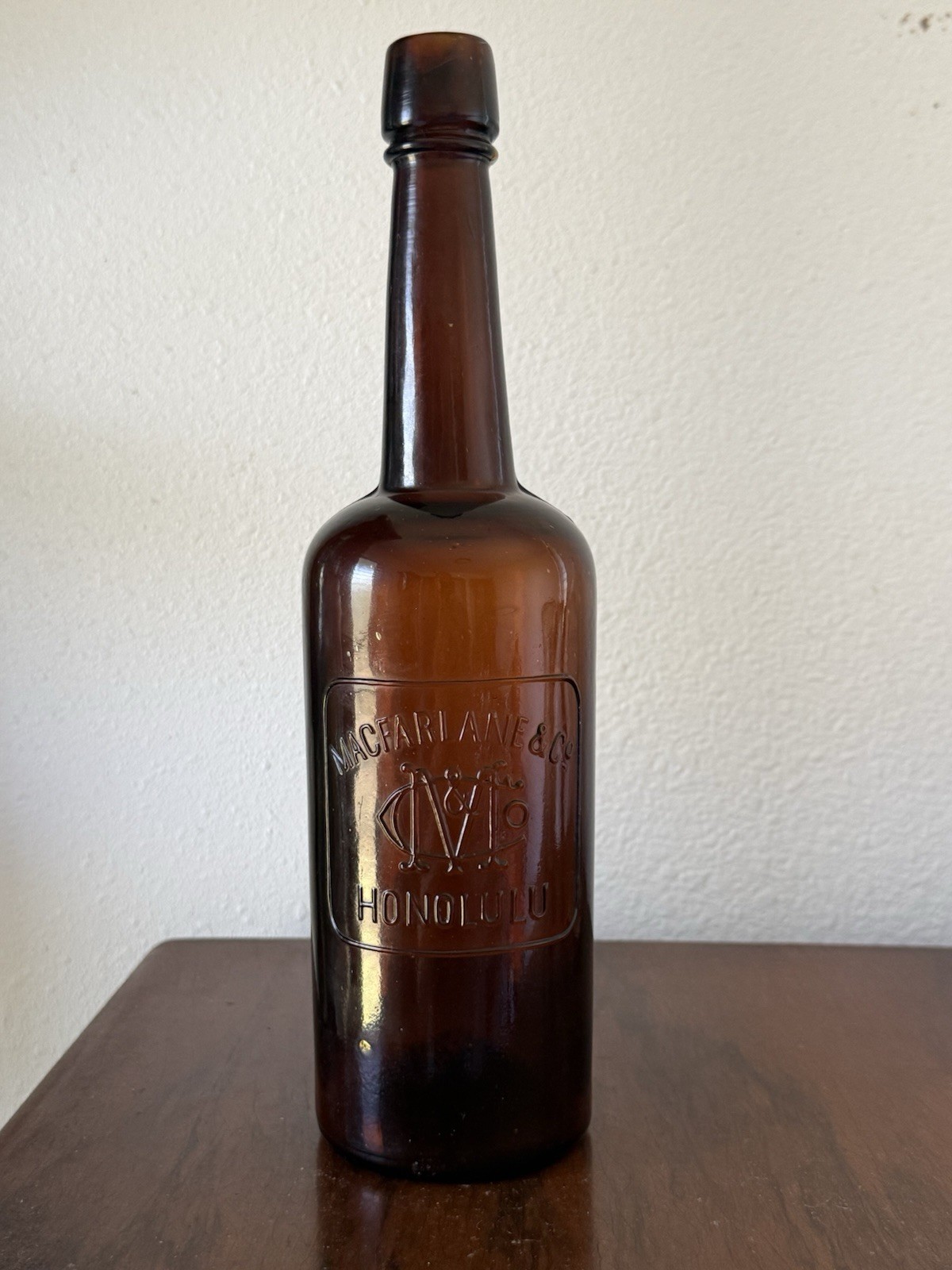 Hawaii Bottle - Amber Macfarlane & Co Honolulu Whiskey Bottle