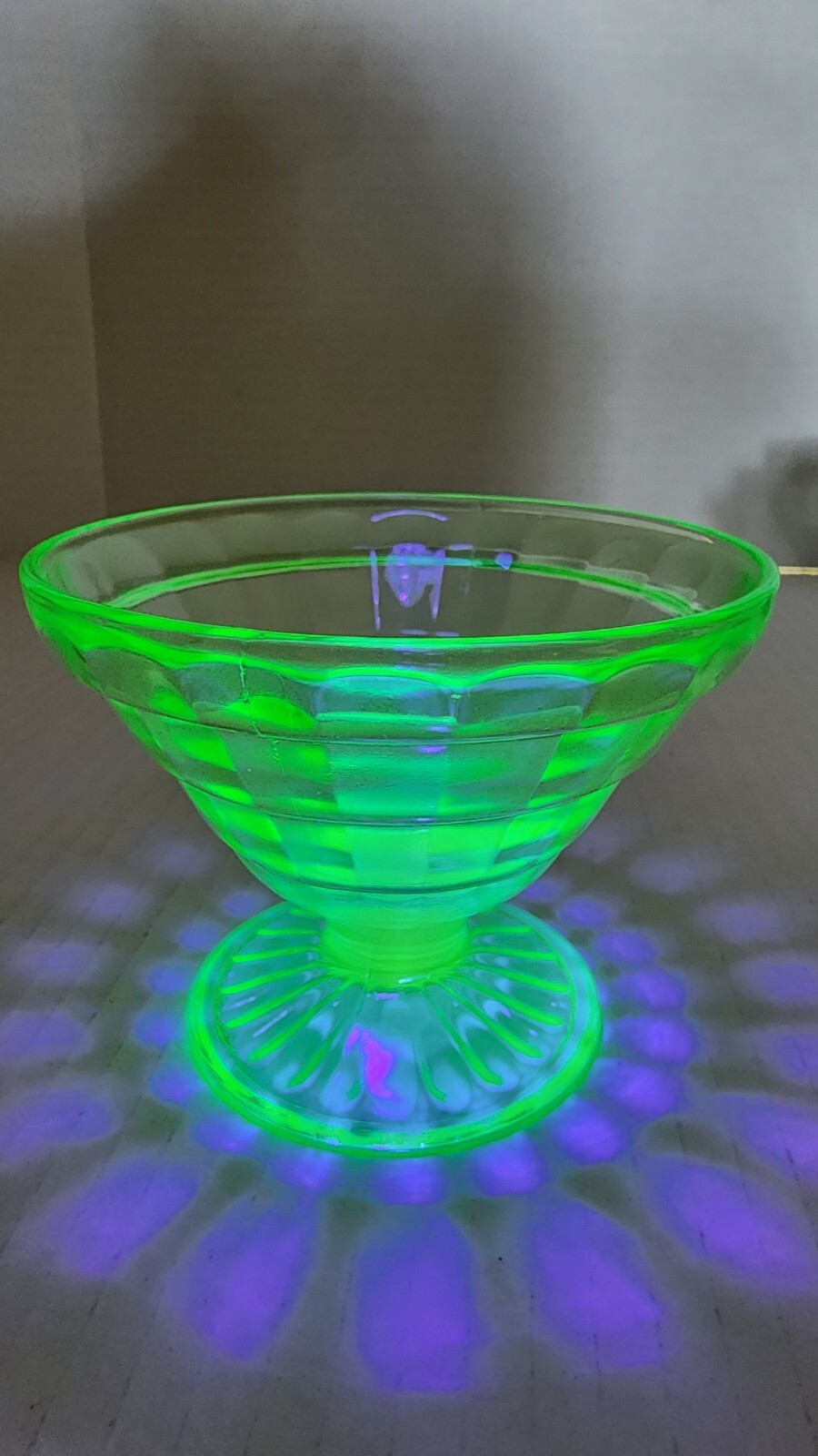 Vintage Green Depression Glass Footed Sherbet Desert Dish Bowl