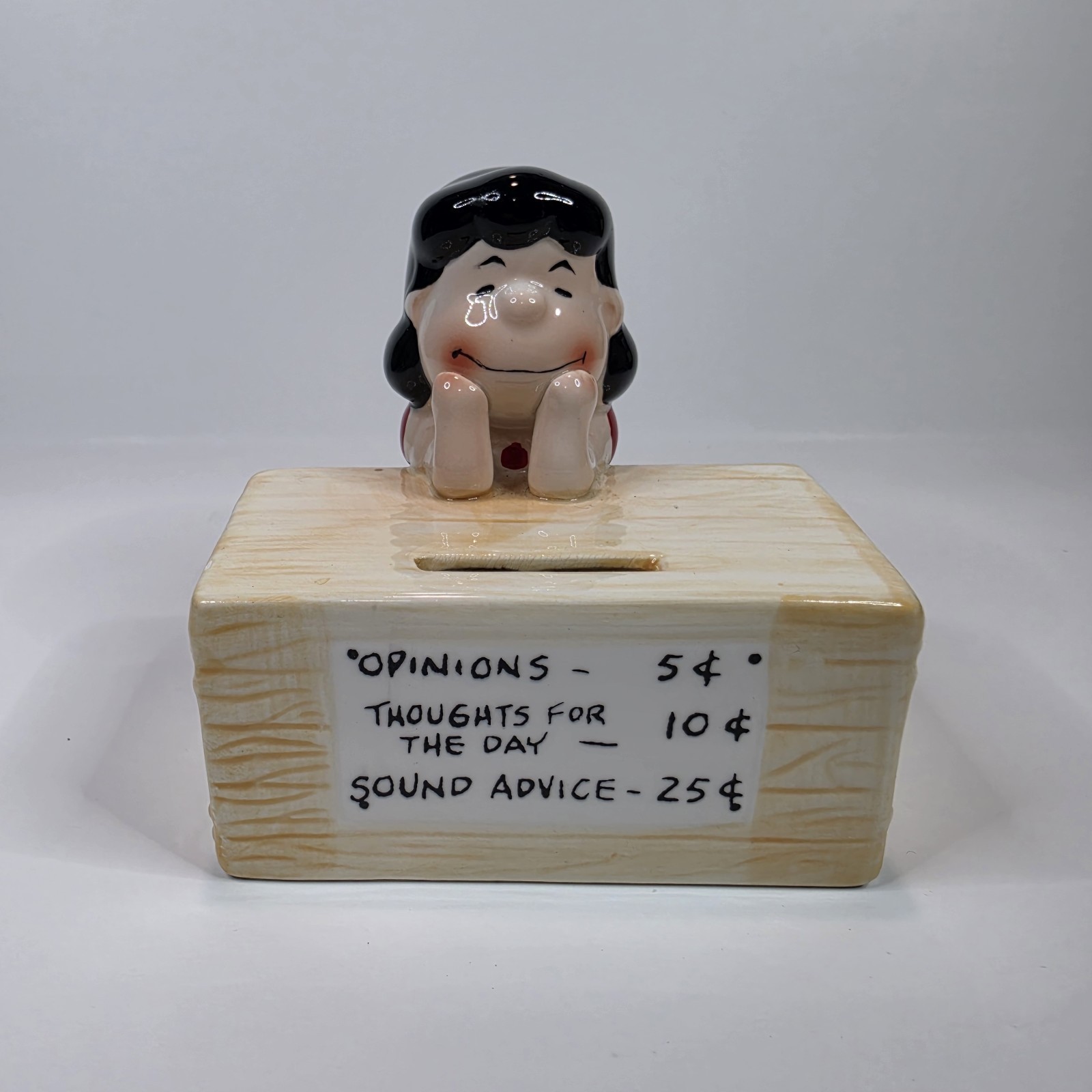 Vintage 1966 Charles Schulz Peanuts Lucy Desk Psychiatrist Rare Ceramic Bank