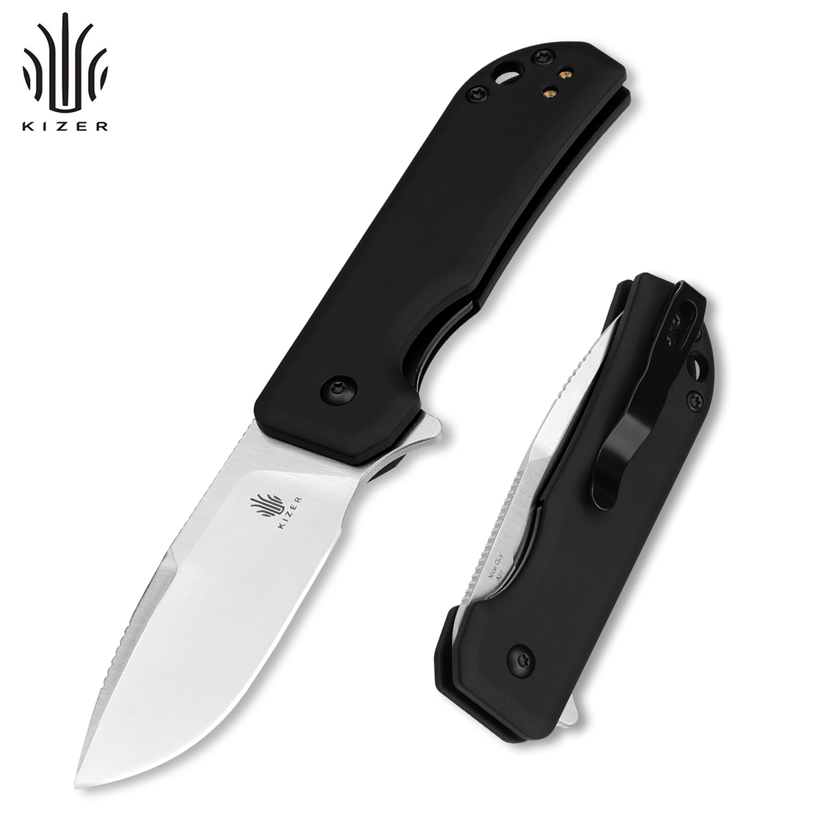 Kizer Nice Guy Drop Point Pocket Folding Knife Nitro-V Blade Aluminium Handle