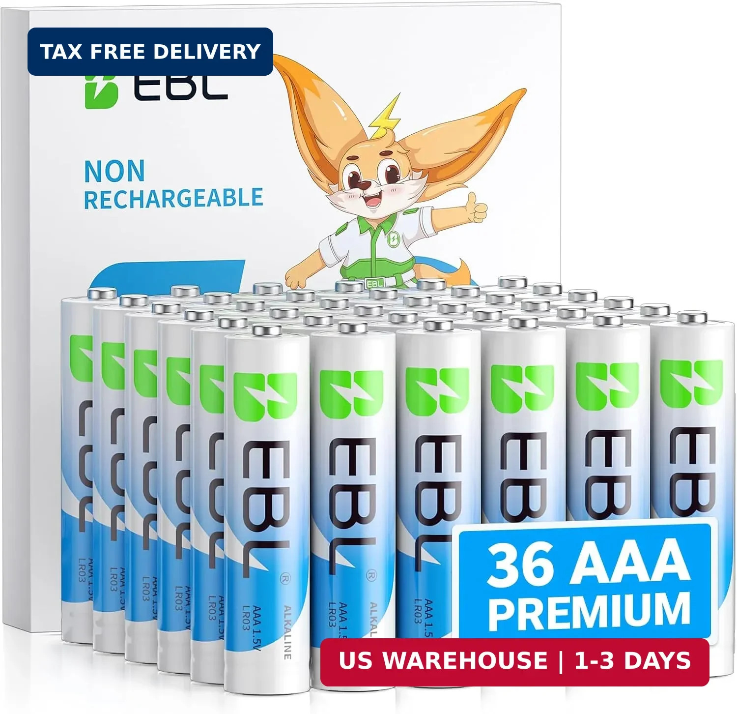 EBL AAA Batteries 36 Count, Upgraded 1.5V Alkaline Triple A Battery, Up to 2X Lo