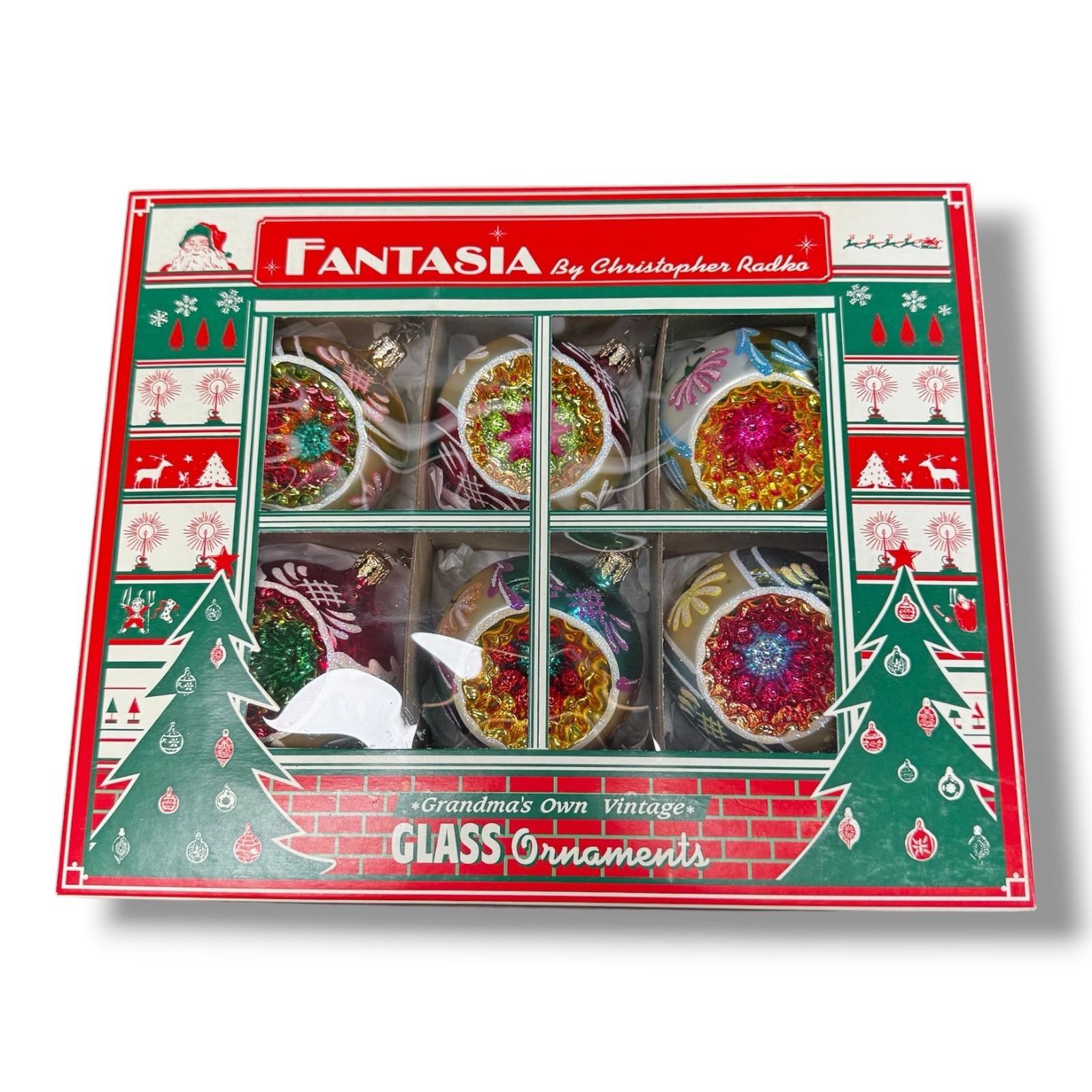 Christopher Radko Fantasia Guilded Age Glass Ornaments Set Of 6