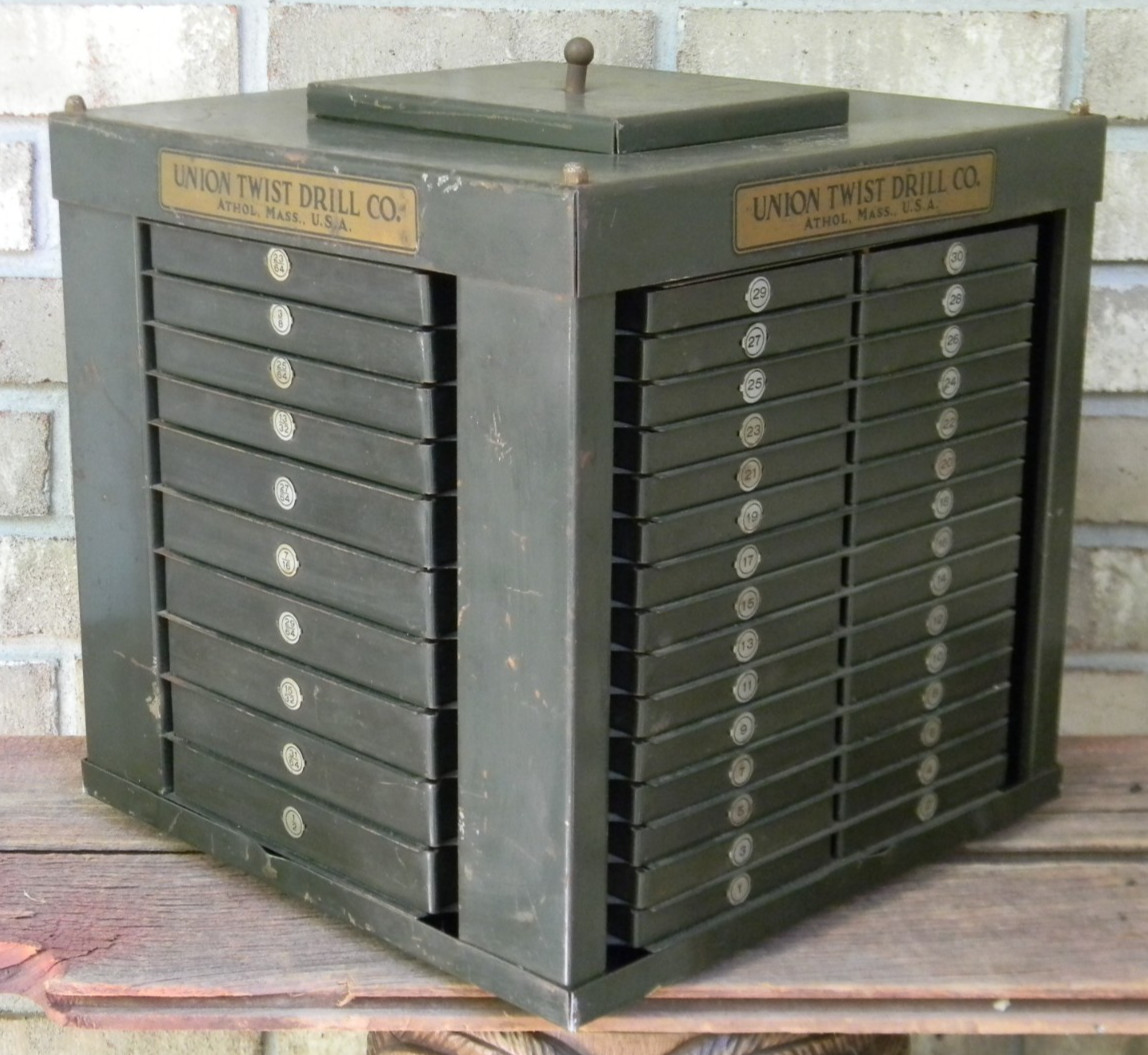 Vintage Union Twist Drill Company Store Display / Rotating Drawer Cabinet Vintage Union Twist Drill Company Store Display / Rotating Drawer Cabinet