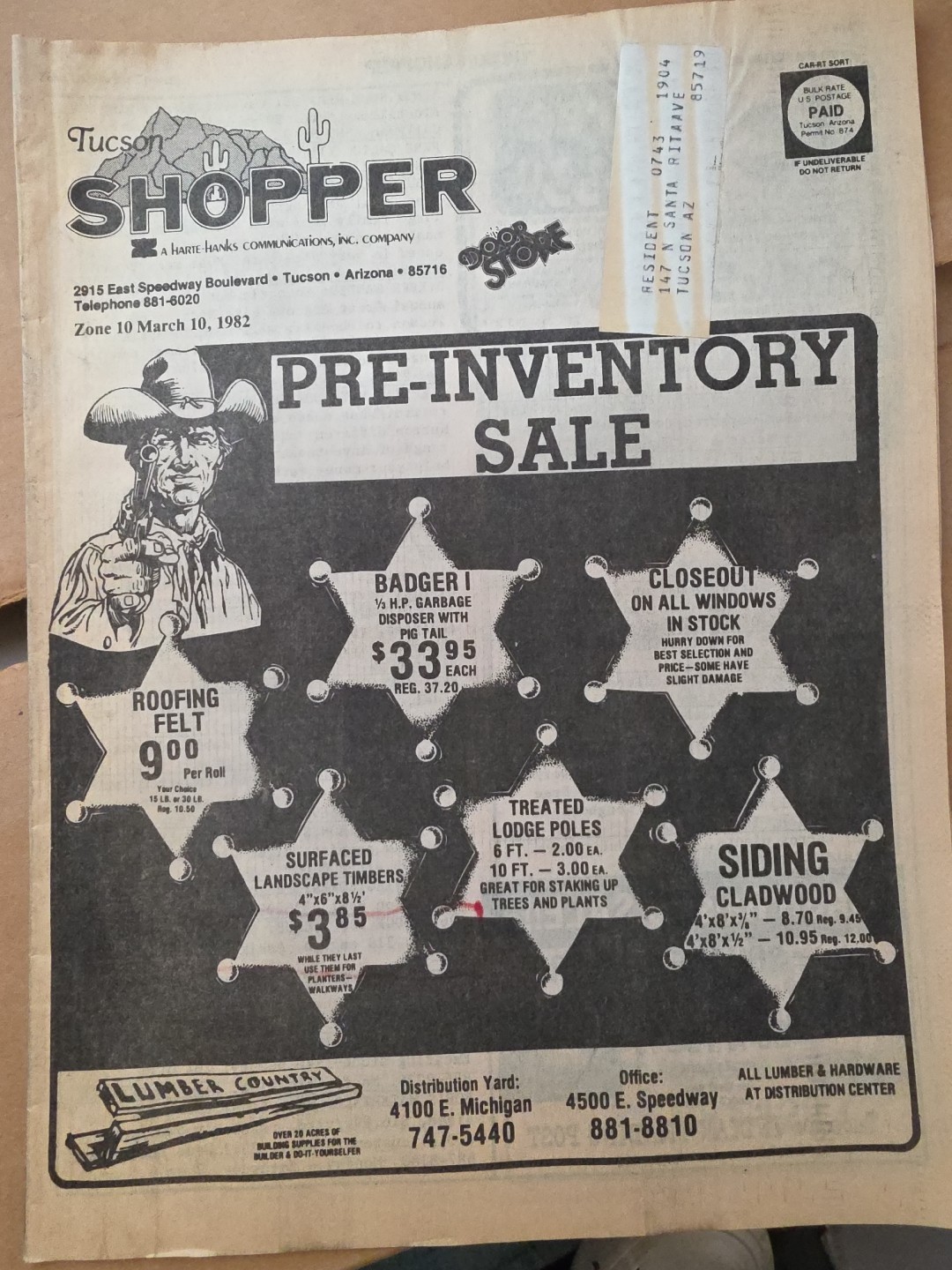 Rare 1982 Tucson Shopper - Original Vintage Newspaper - Lumber Country Ad