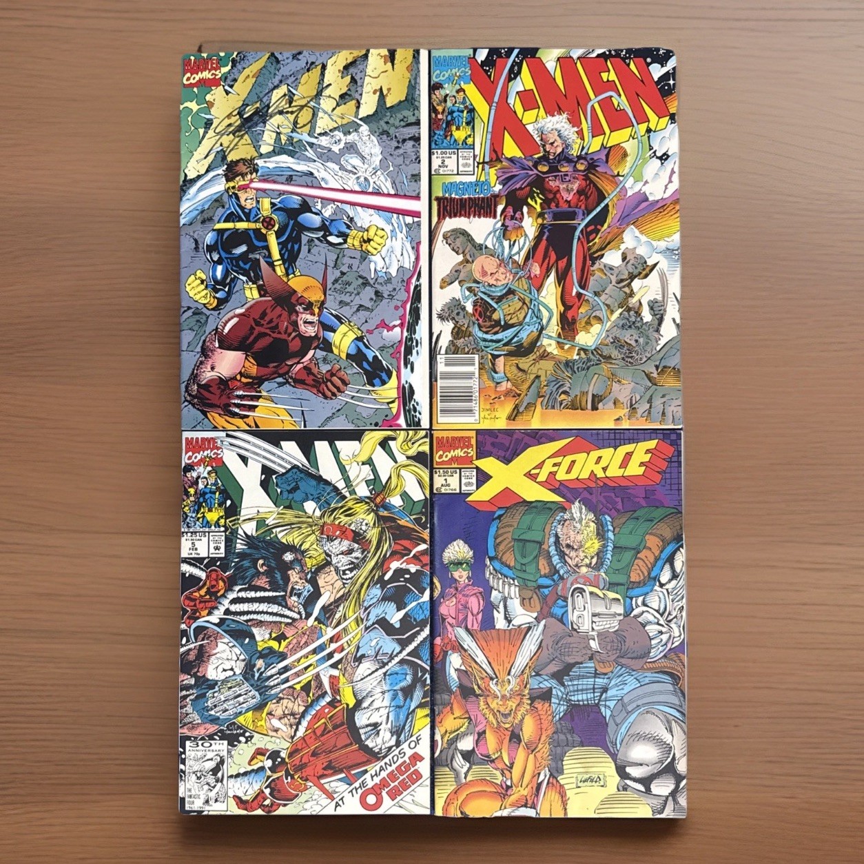 (4) X-Men Lot (1991) 1 SIGNED Chris Claremont + #2 #5 X-Force #1 Marvel Comics