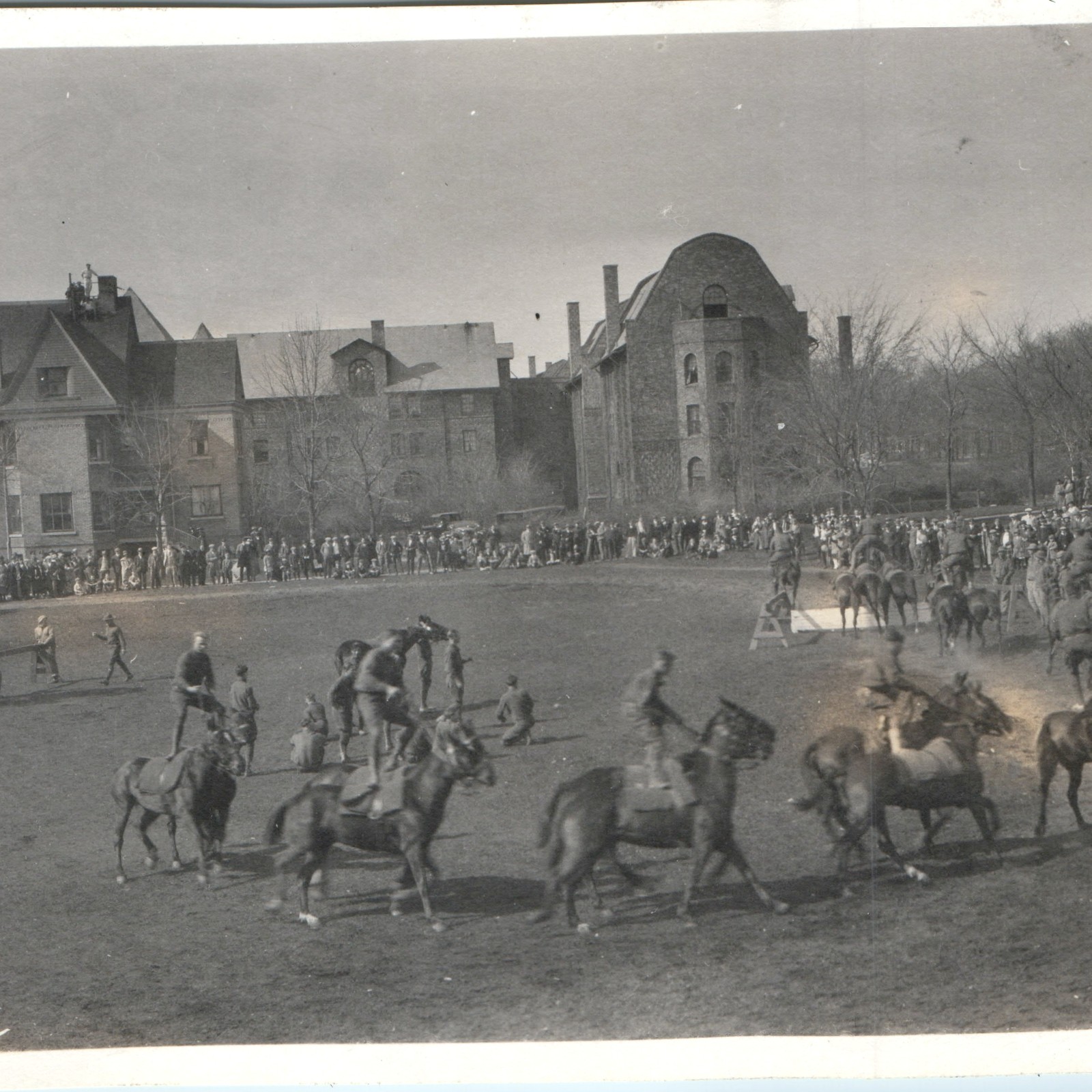 c1910s Northwestern University Circus Evanston IL Trick Rider Horse 6' Snapshot c1910s Northwestern University Circus Evanston IL Trick Rider Horse 6' Snapshot