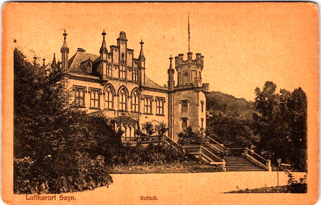 Vintage German Postcard ~ Luftkurort Sayn Schloss ~ Gothic Castle Bendorf Rhine